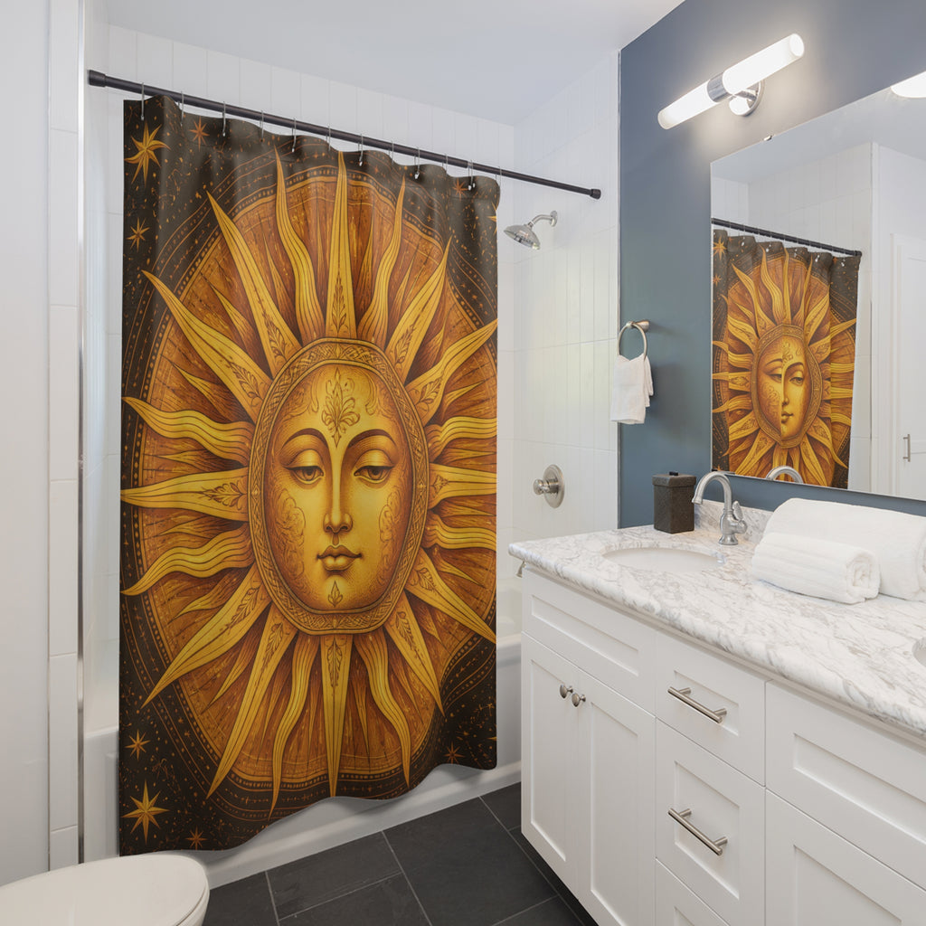 Gilded Solar Medallion Shower Curtain