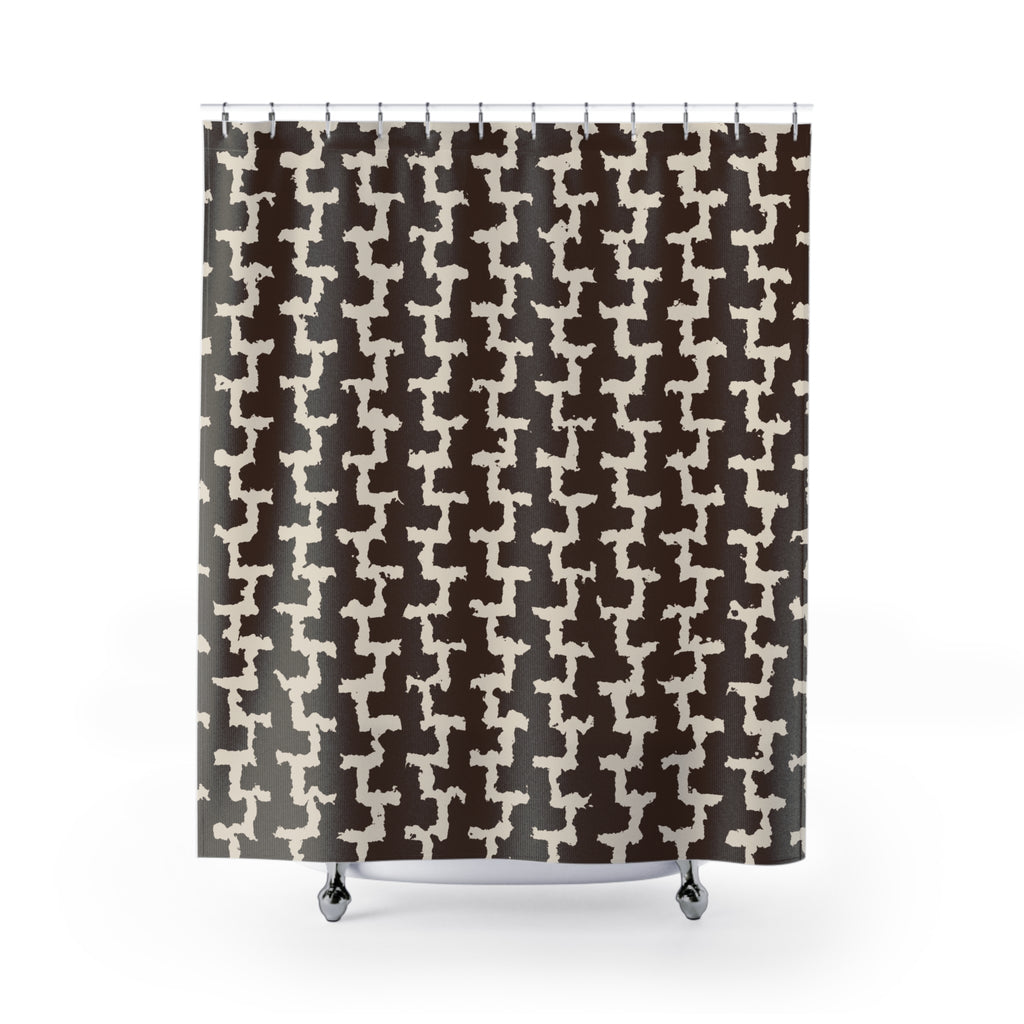 Brown Greek Key Shower Curtain — Chocolate Cream