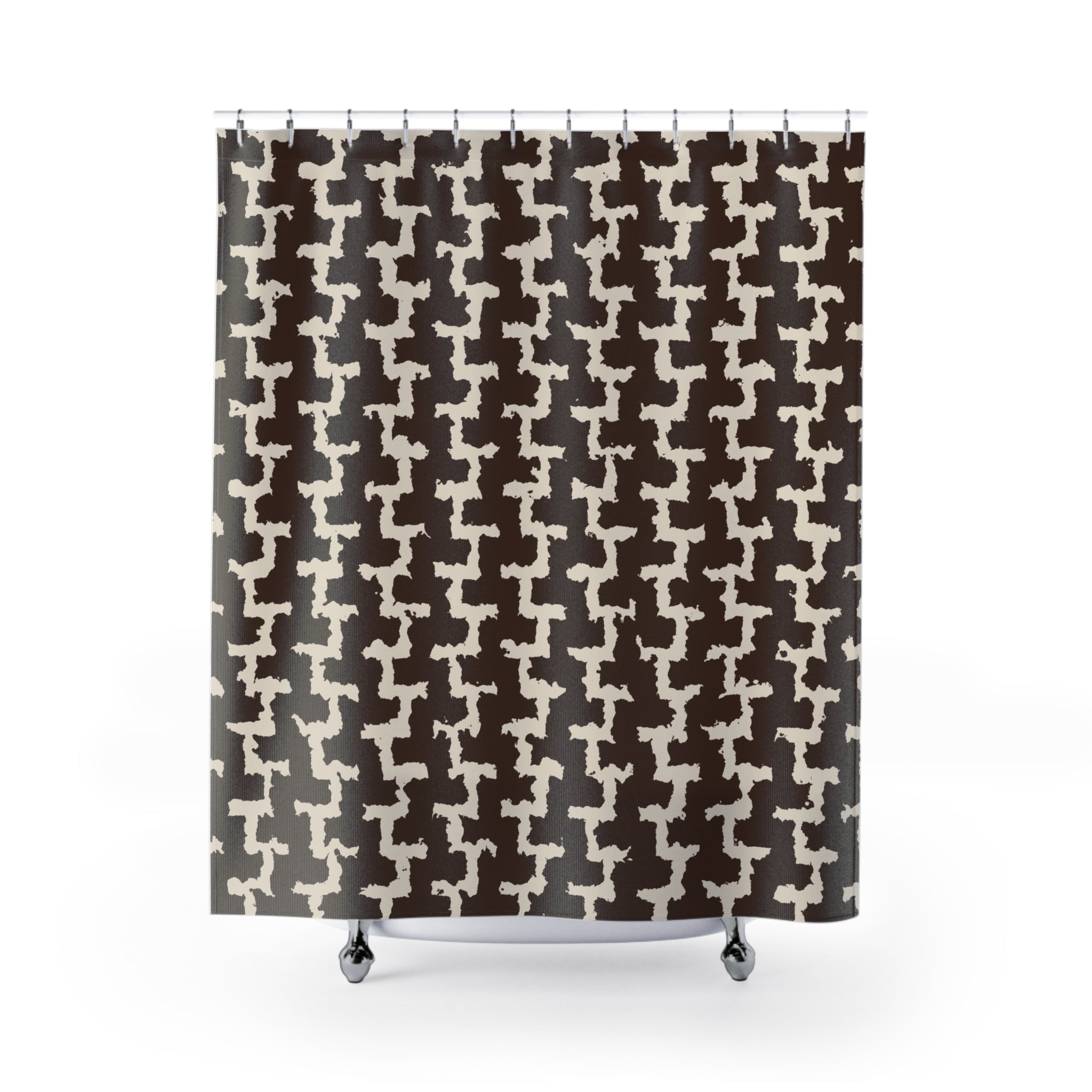 Brown Greek Key Shower Curtain — Chocolate Cream