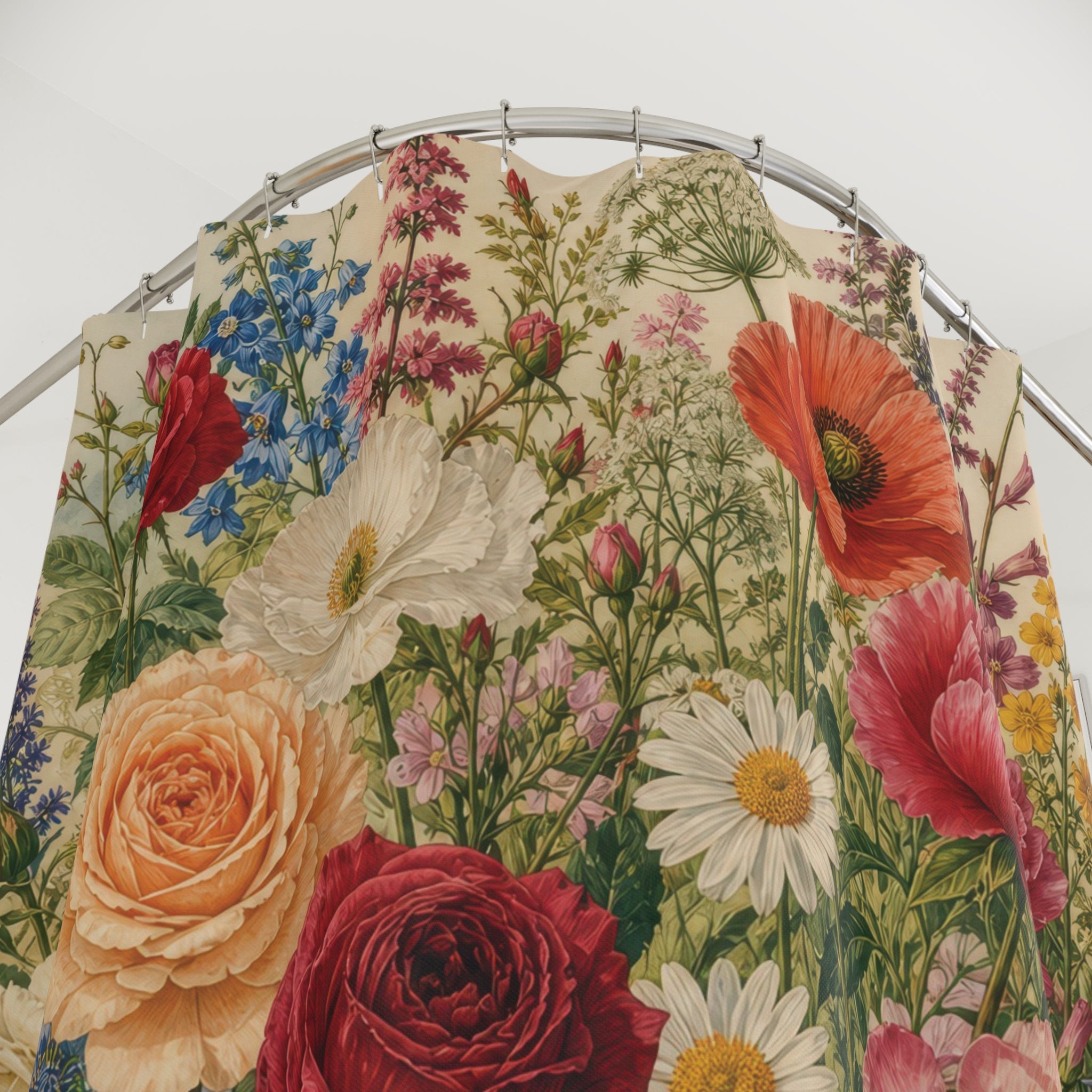 Botanical Floral Shower Curtain: Vintage Flower Garden