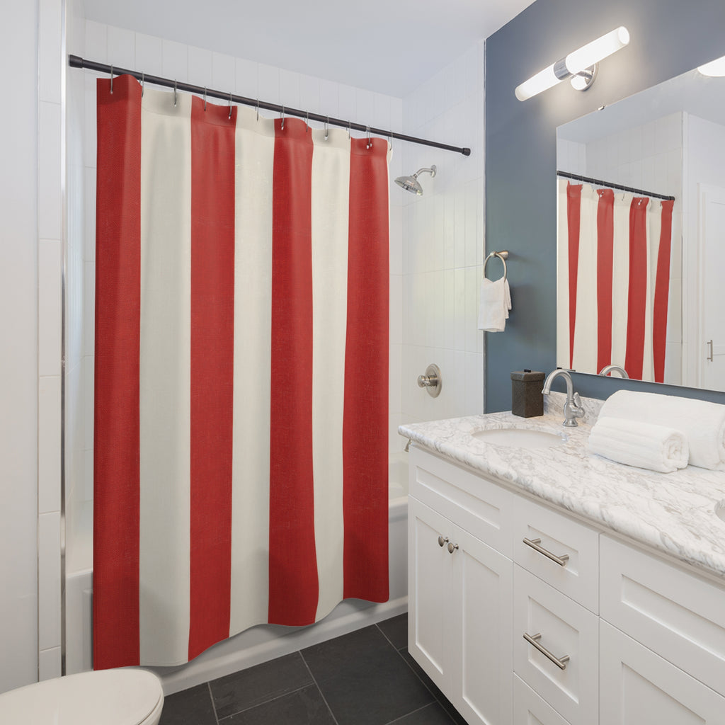 Red & White Cabana Stripe Shower Curtain – Vertical