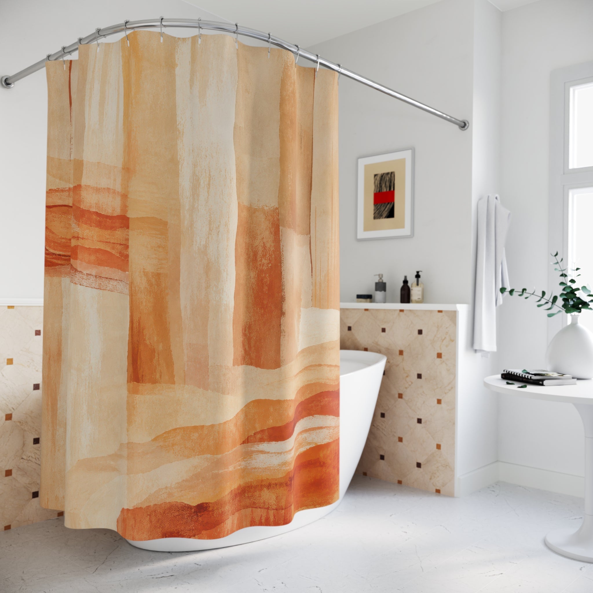 Rust Orange Mineral Shower Curtain