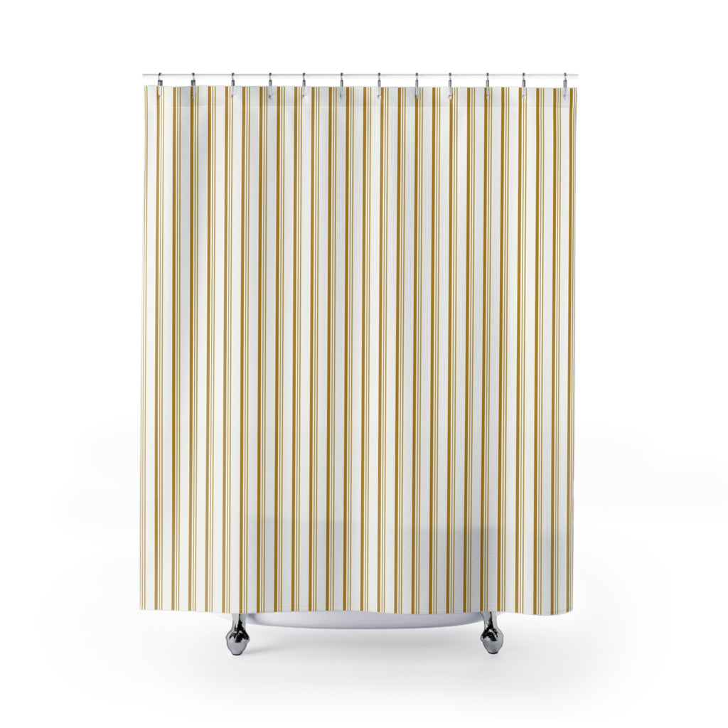 Mustard and White Striped Shower Curtain