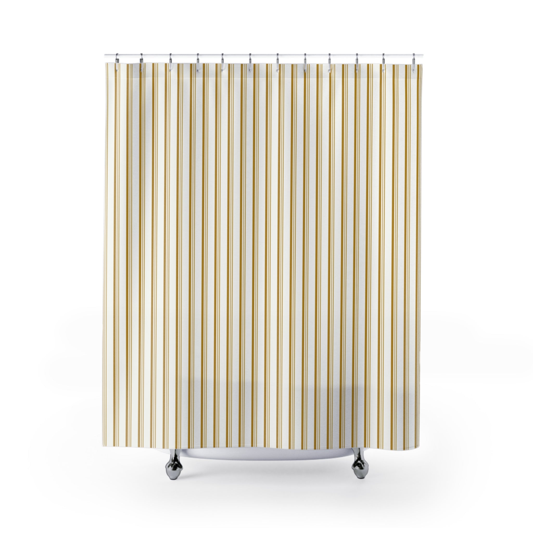 Mustard and White Striped Shower Curtain