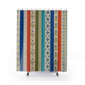 Blue Yellow Geometric Column Stripe Shower Curtain