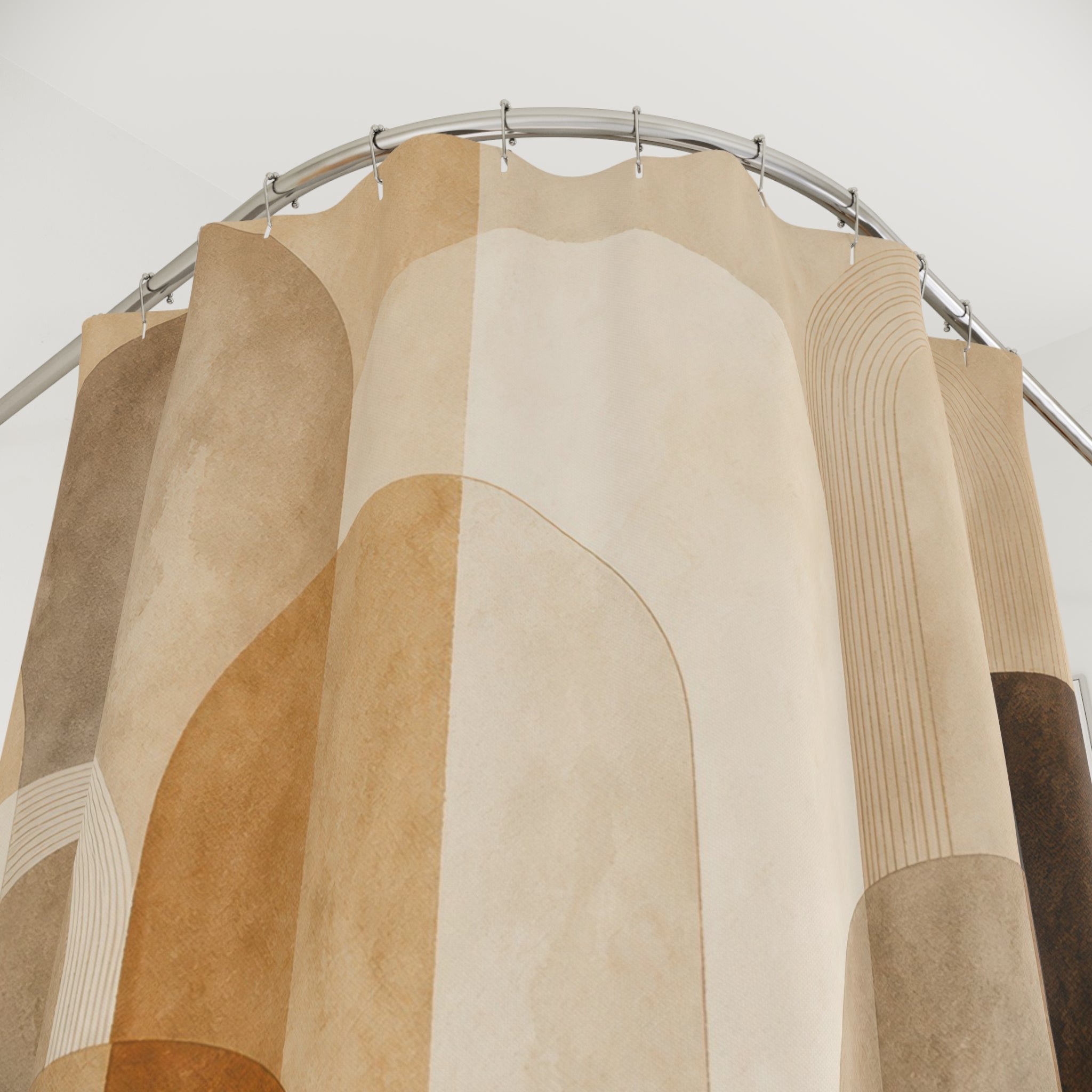 Brown Beige Stacked Arch Shower Curtain