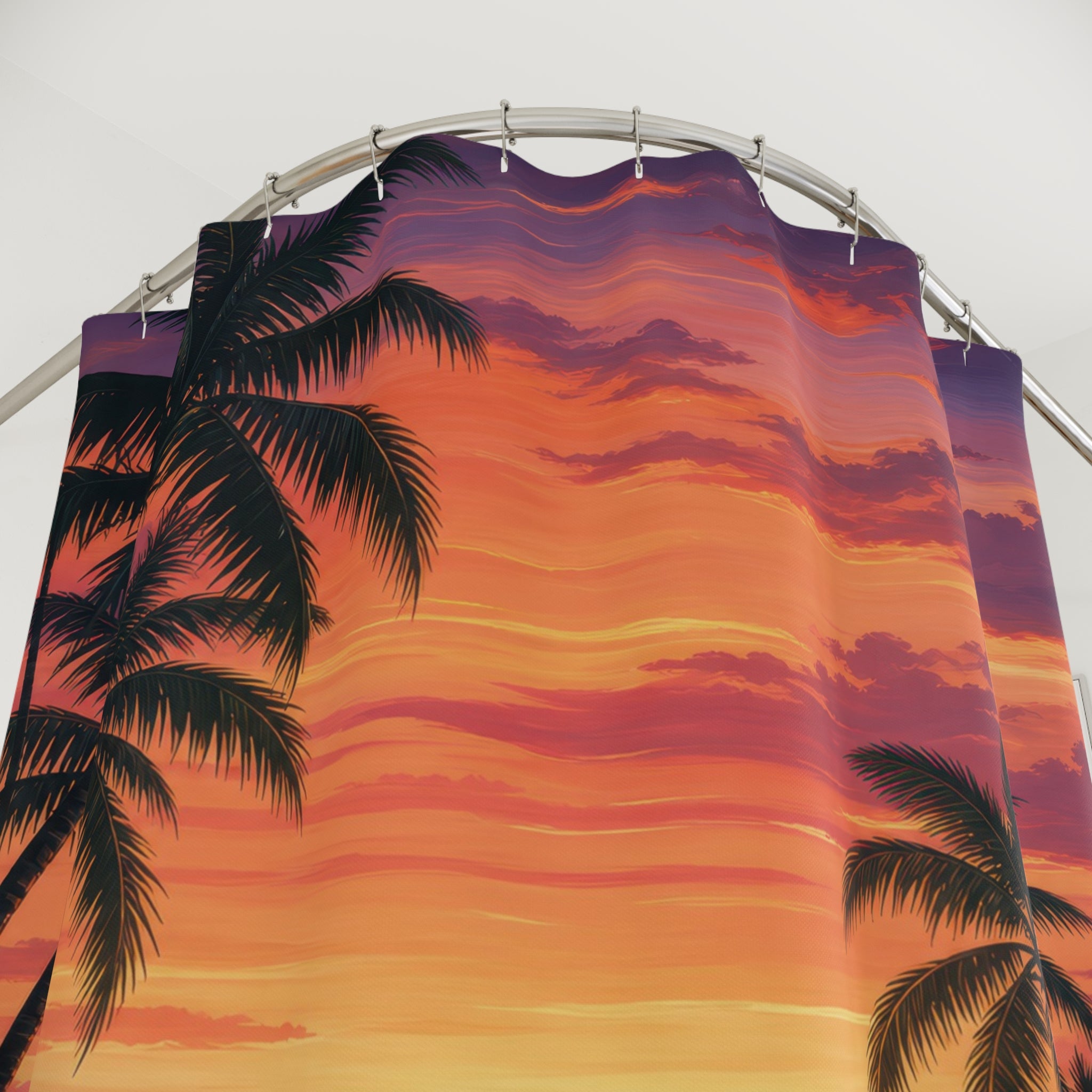 Tropical Palm Sunset Shower Curtain