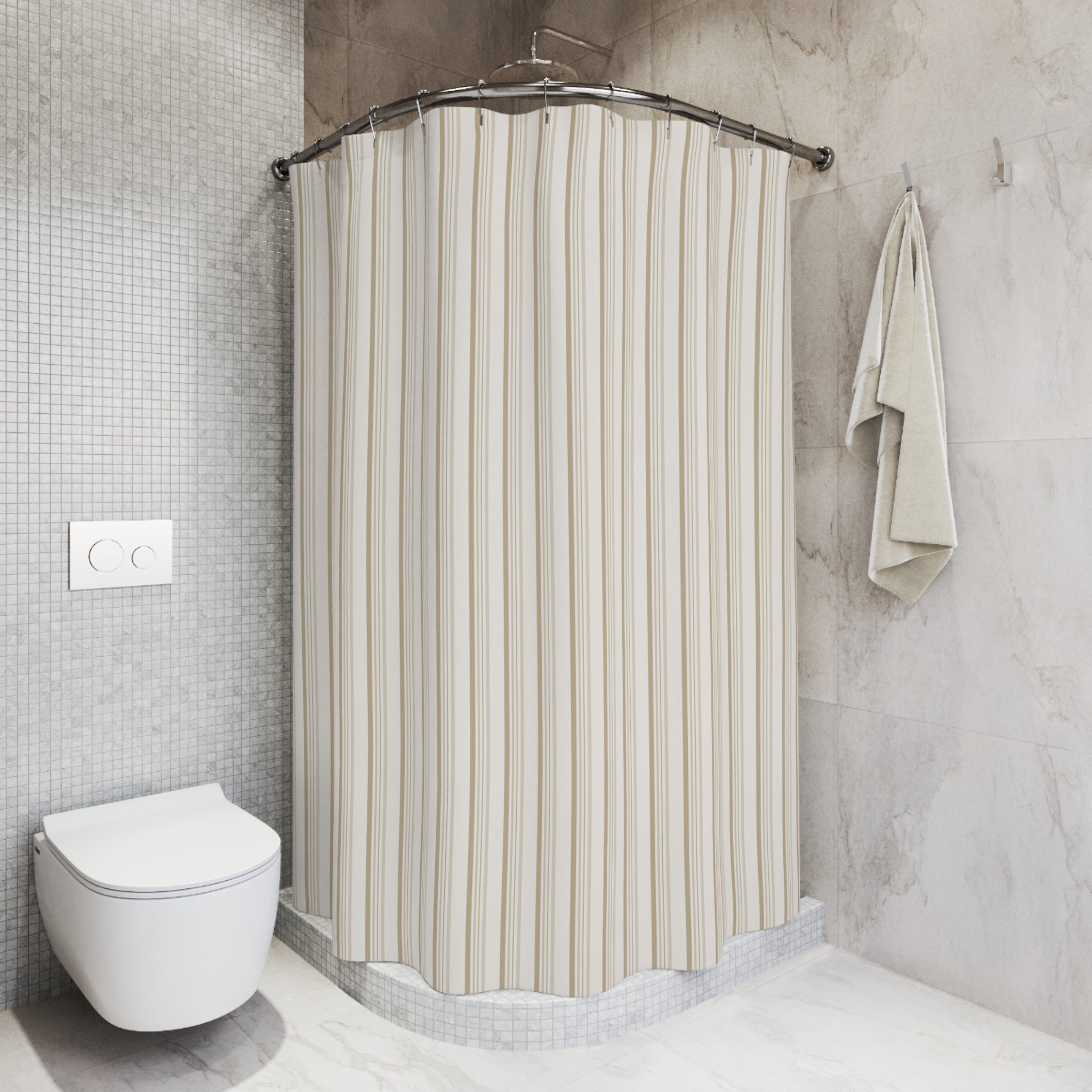 Cream Tone-on-Tone Striped Shower Curtain