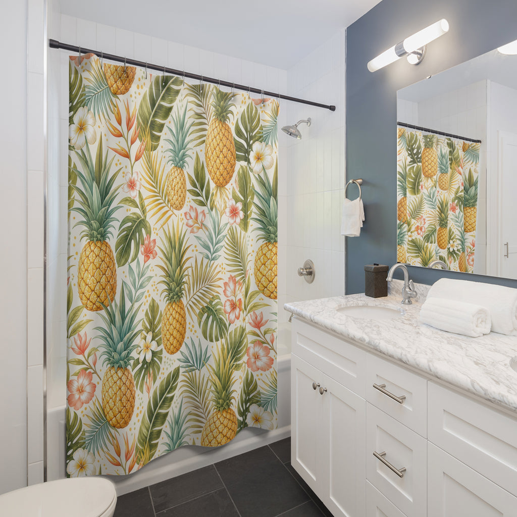 Tropical Fruit Repeat Pineapple Shower Curtain