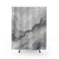 Gray Watercolor Abstract Modern Landscape Black Shower Curtain