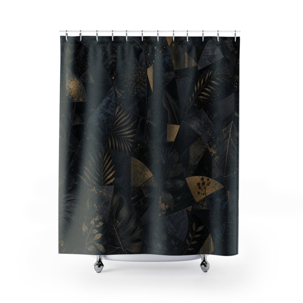 Dark Botanical Abstract Shower Curtain