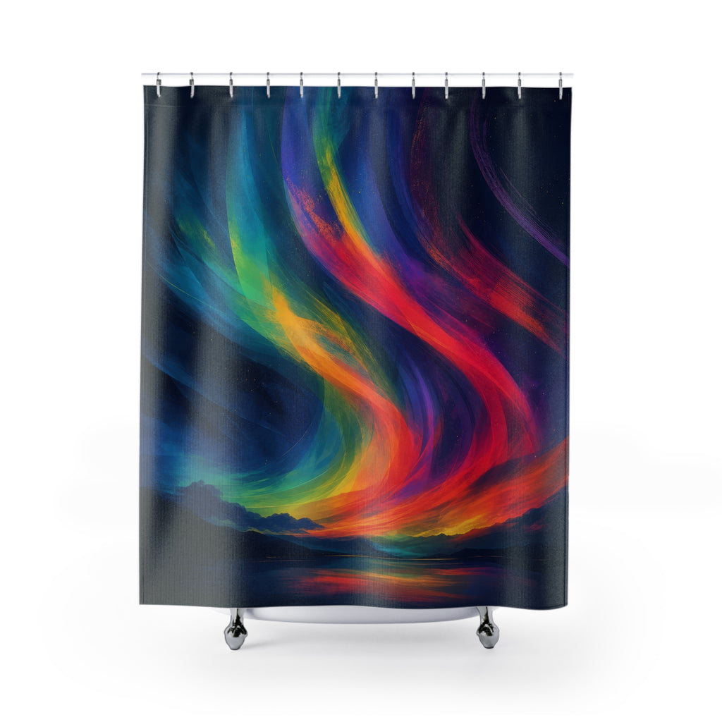 Aurora Ribbon Landscape Shower Curtain