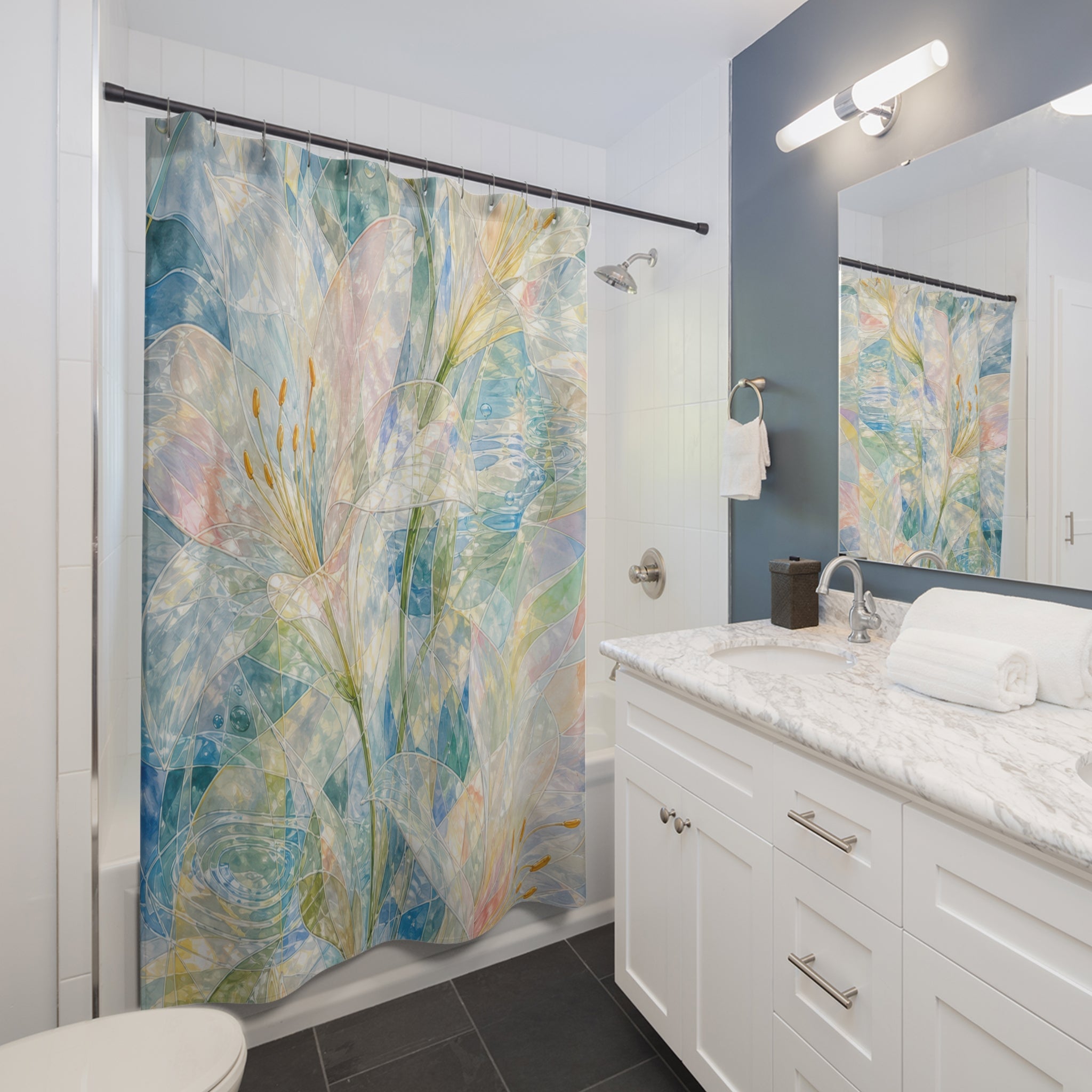 Glass Lily Refractions Shower Curtain
