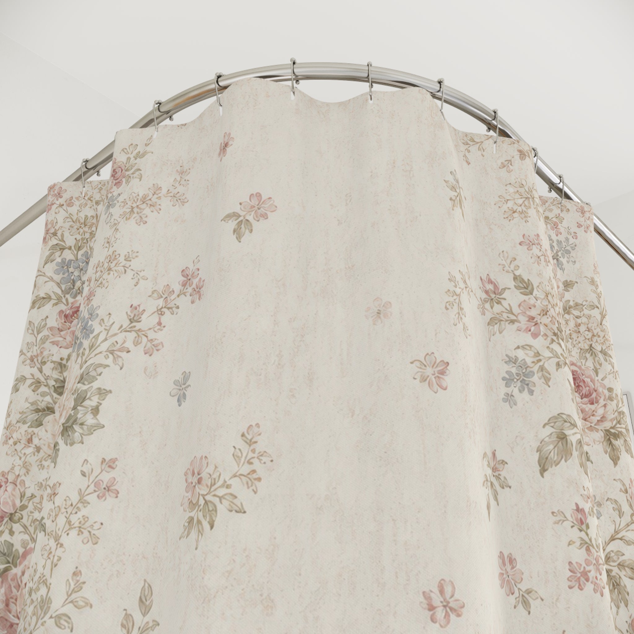 Pink Floral Border Shower Curtain