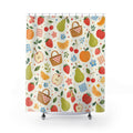 Kids Fruit Shower Curtain, Apple Pear Strawberry Snack Pattern, Colorful Kitchen Bathroom Decor, Playroom Kitchen Wall Guest Bath Gift