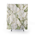 Elegant Botanical Marble Shower Curtain