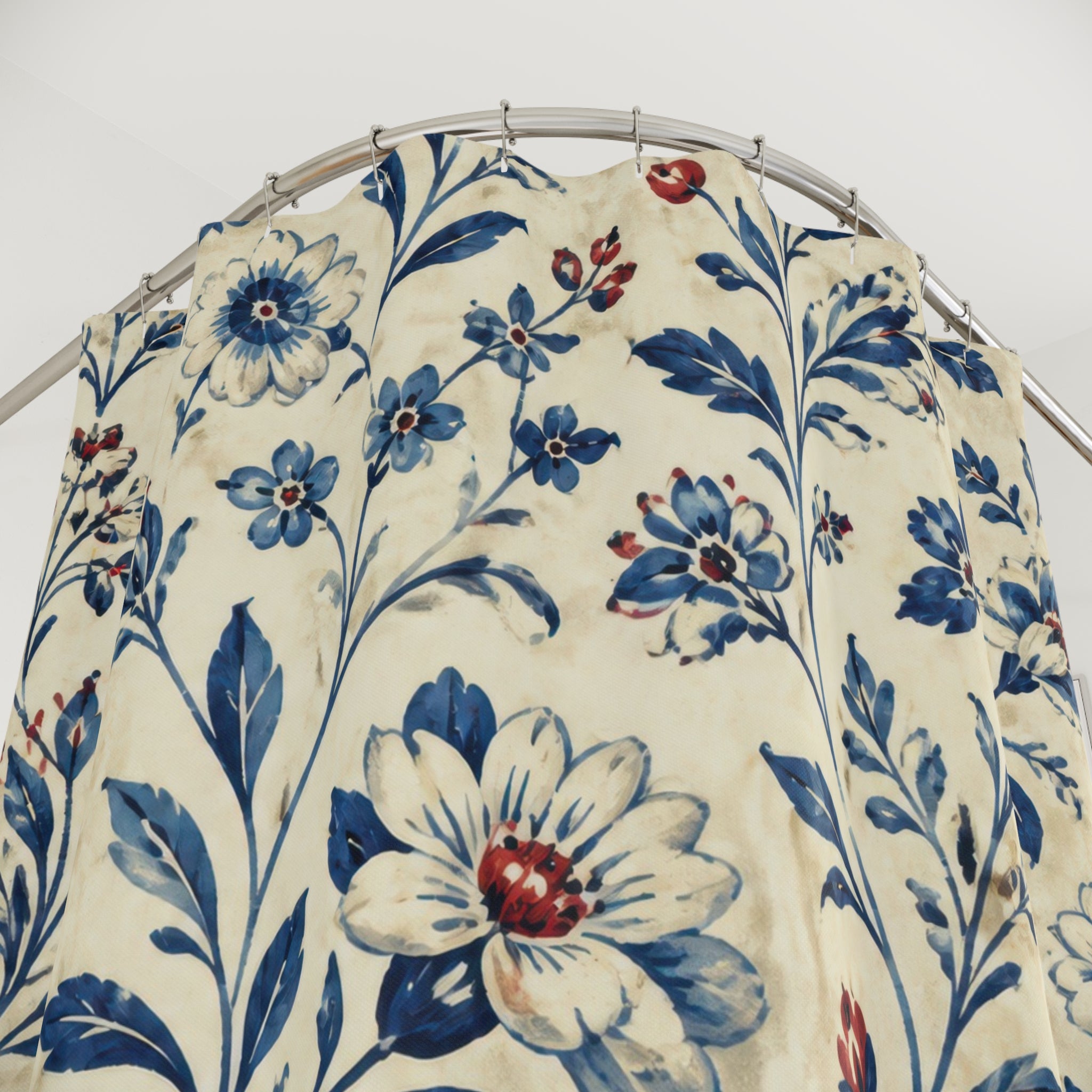 Blue Country Vintage Floral Shower Curtain