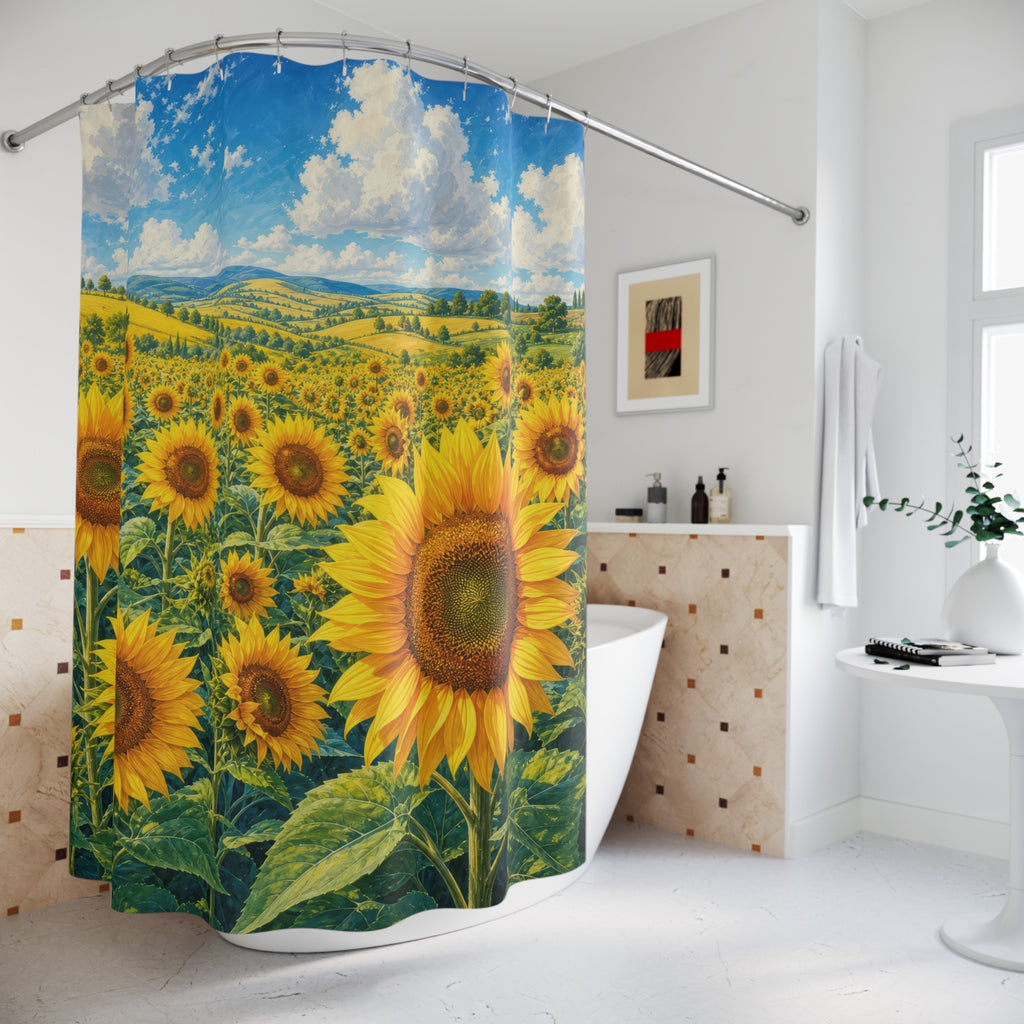 Sunflower Meadow Summer Sky Shower Curtain