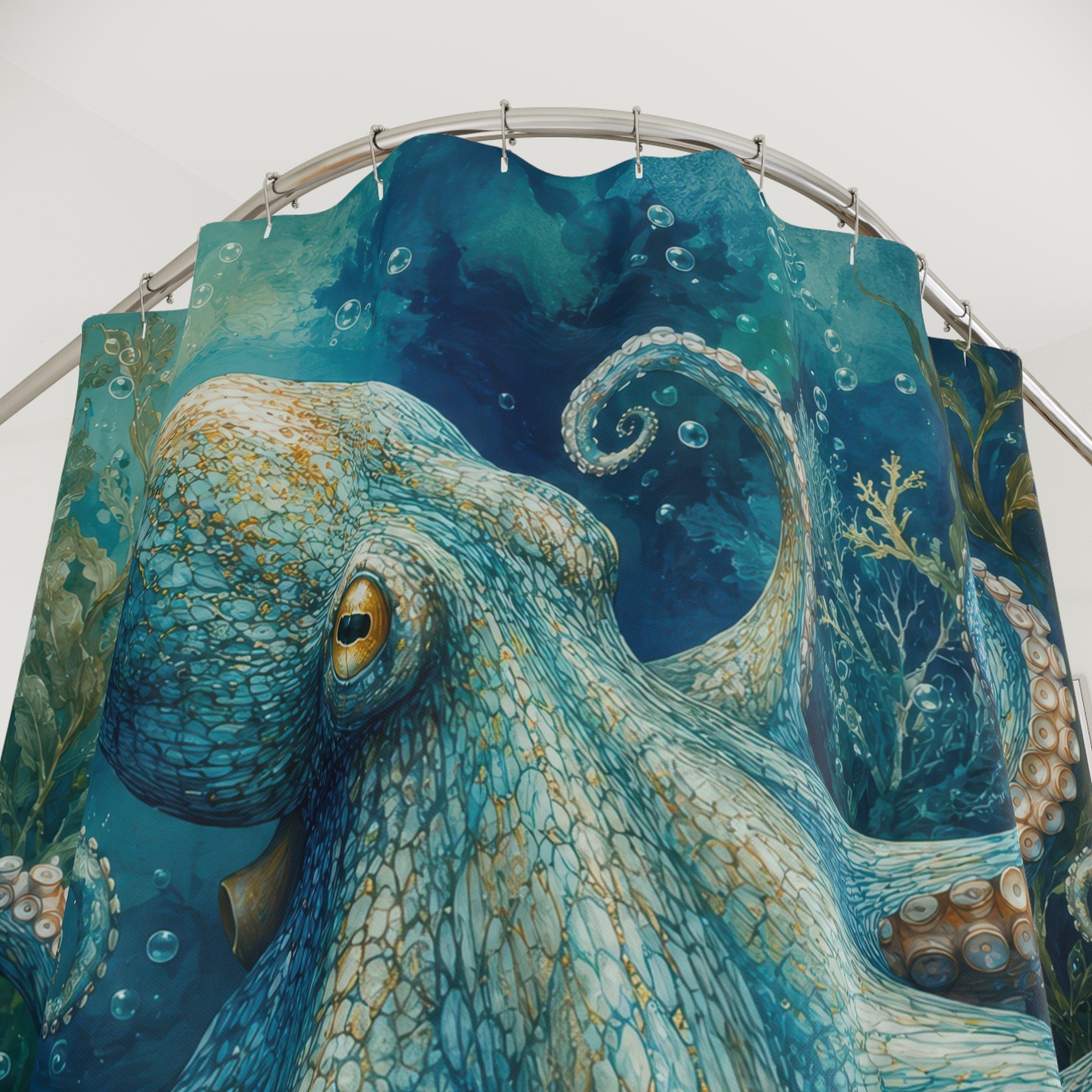 Octopus Shower Curtain: Blue Green Ocean