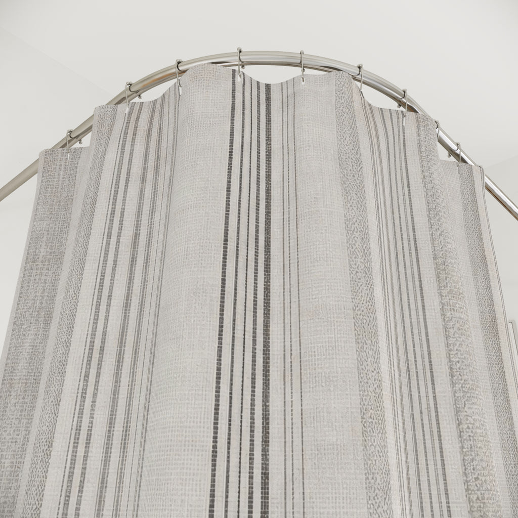 Striped Shower Curtain, Grey Stripe Bath Decor, Gray Cream Vertical Pinstripe Pattern, Classic Guest Bathroom Decor, Tailored Neutral Style