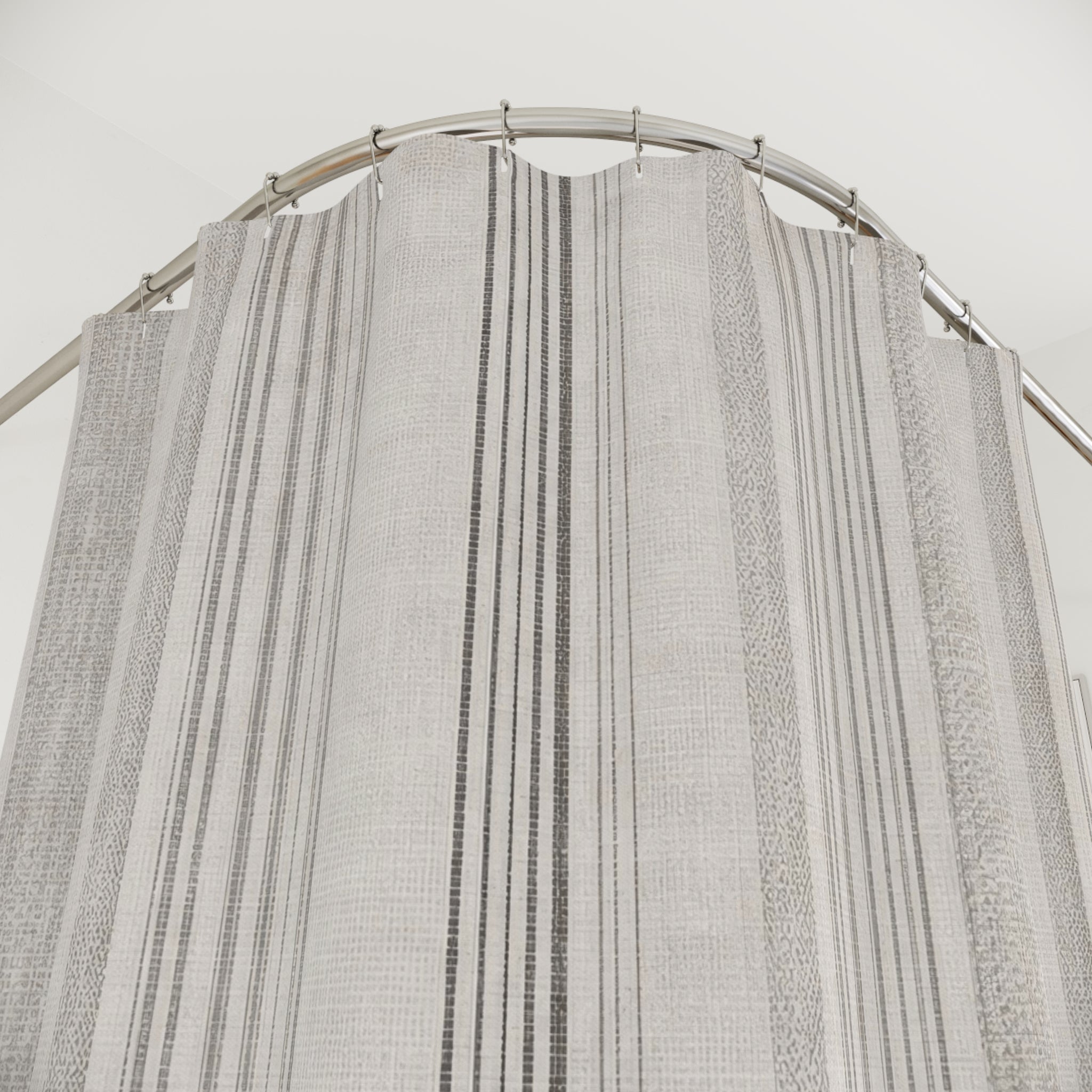 Striped Shower Curtain, Grey Stripe Bath Decor, Gray Cream Vertical Pinstripe Pattern, Classic Guest Bathroom Decor, Tailored Neutral Style