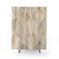 Beige Art Deco Fan Scallop Shower Curtain