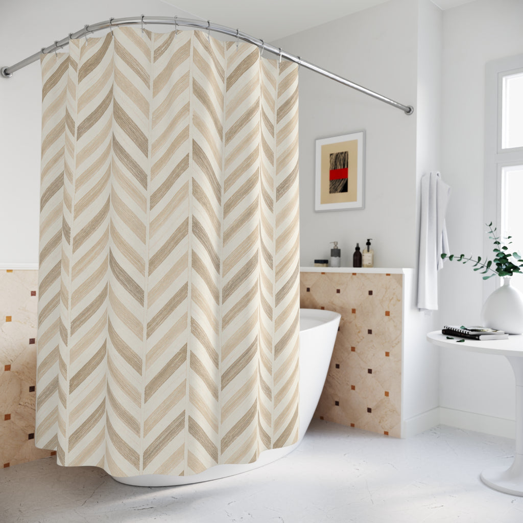 Herringbone Chevron Stripe Shower Curtain