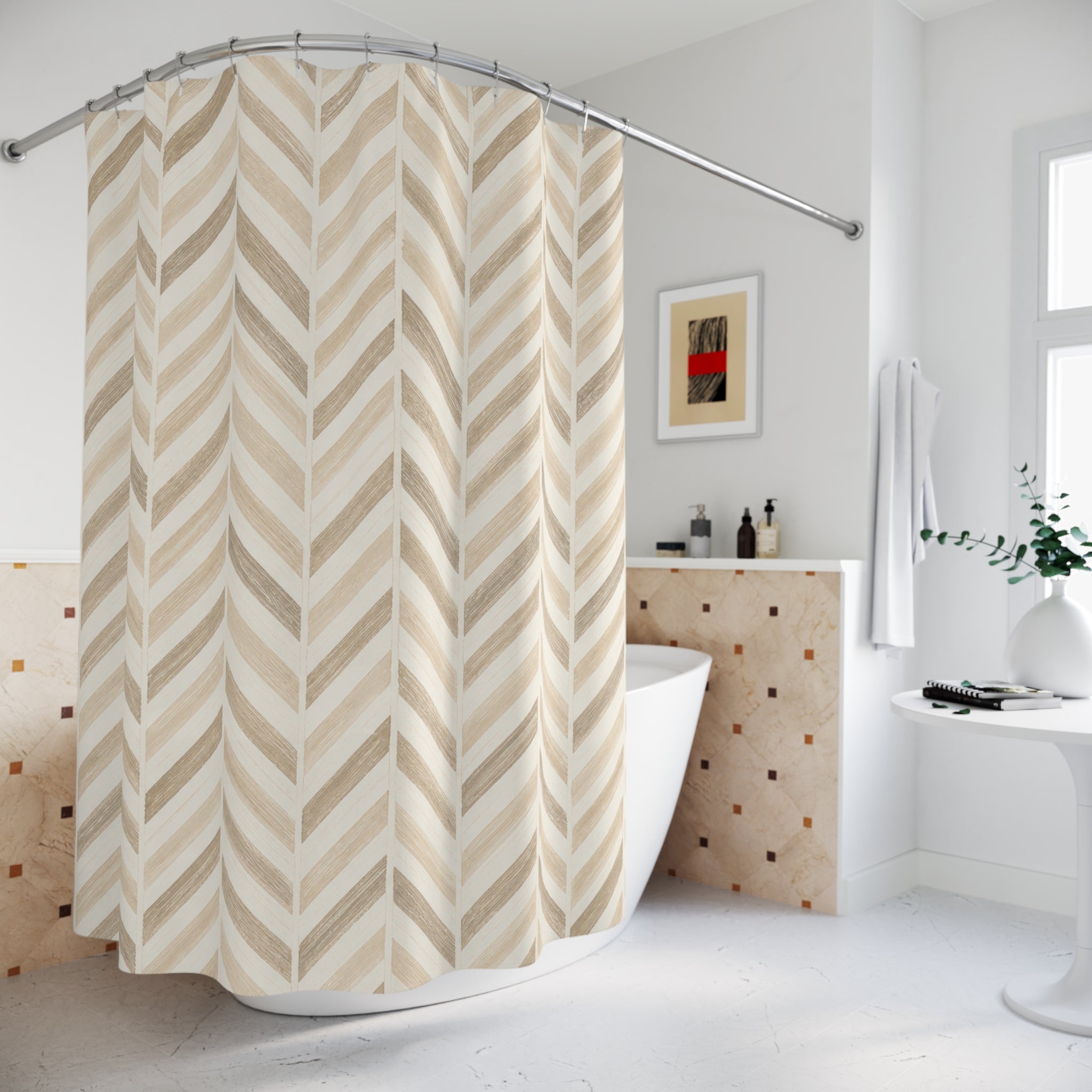 Herringbone Chevron Stripe Shower Curtain