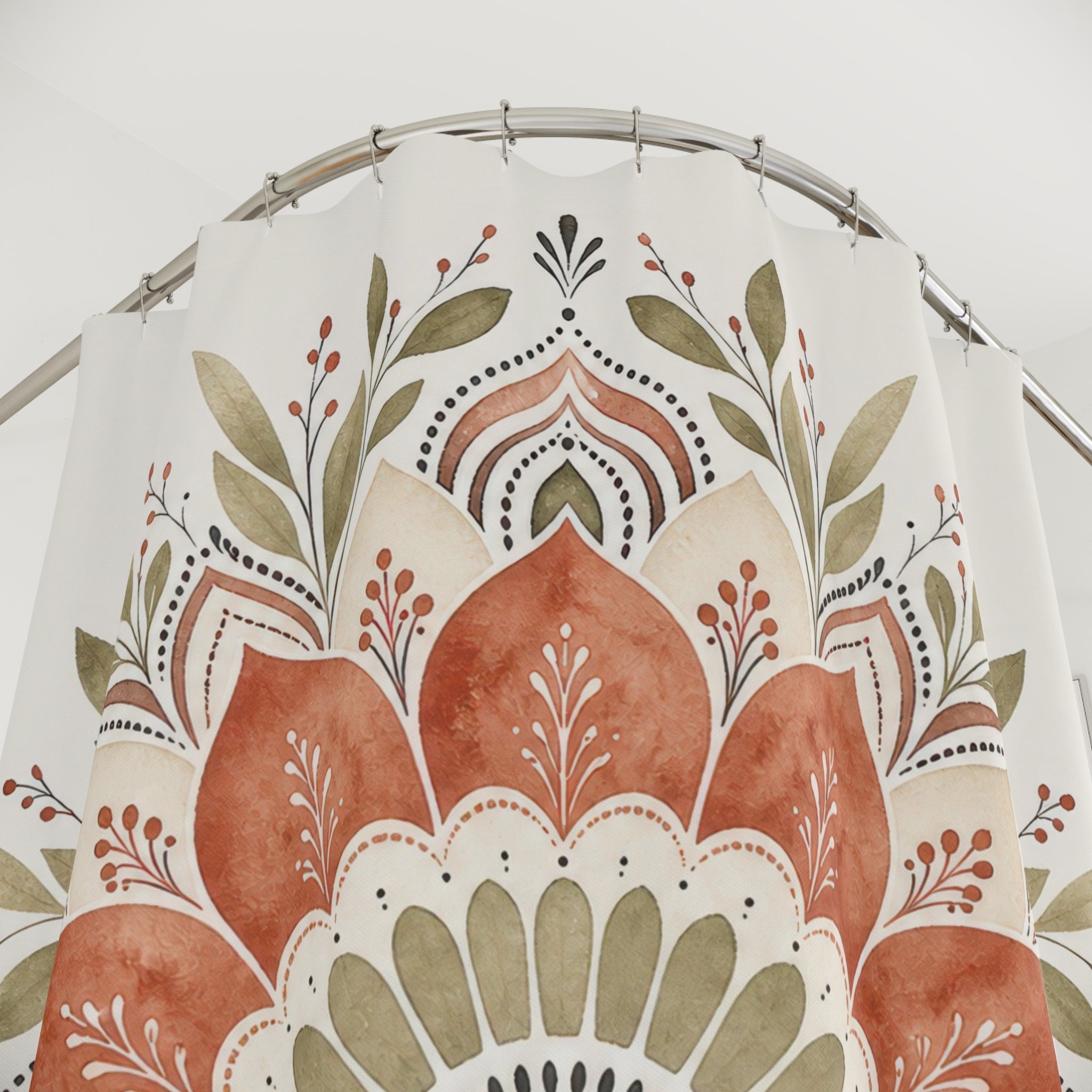Terracotta Floral Medallion Shower Curtain