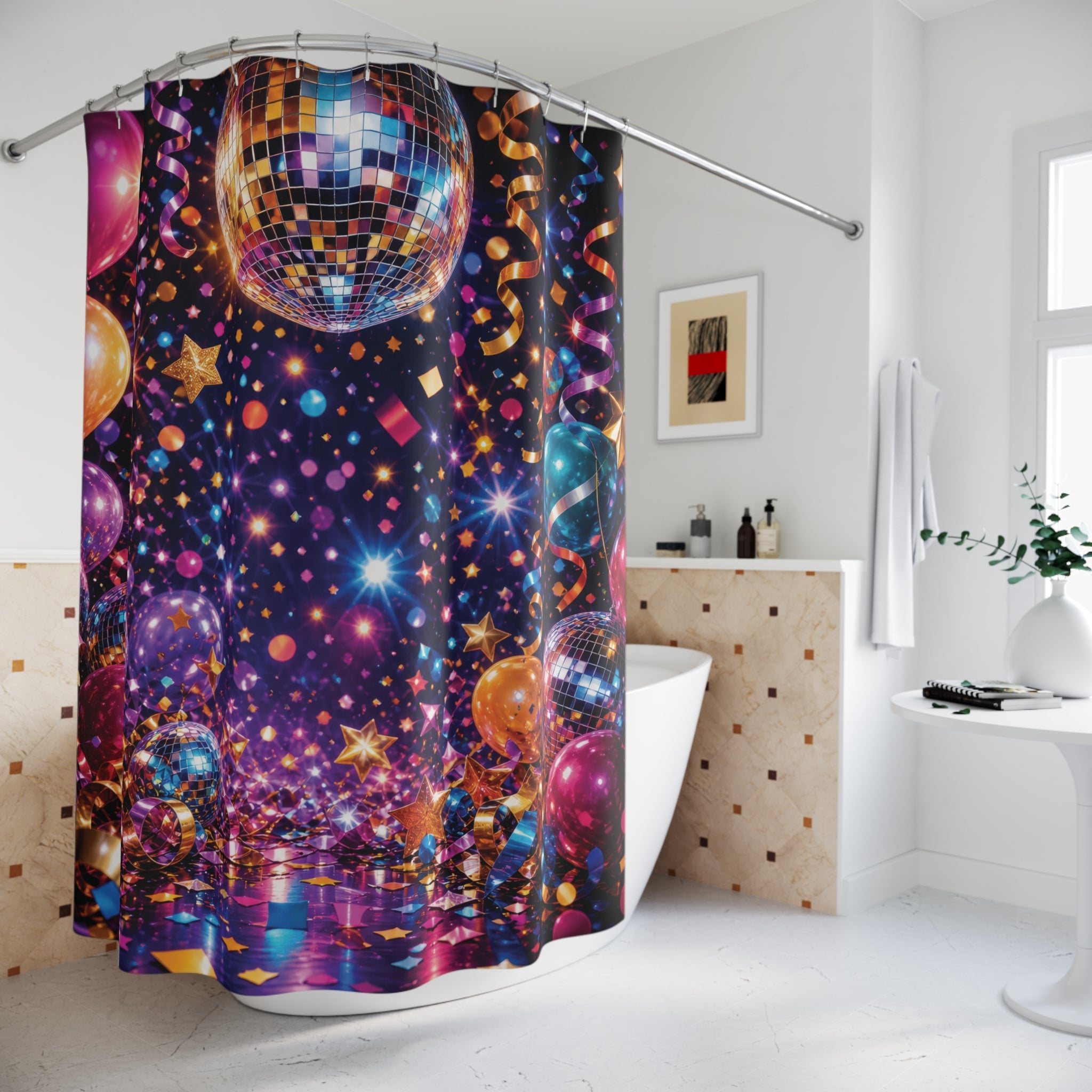Disco Shower Curtain: Colorful Party