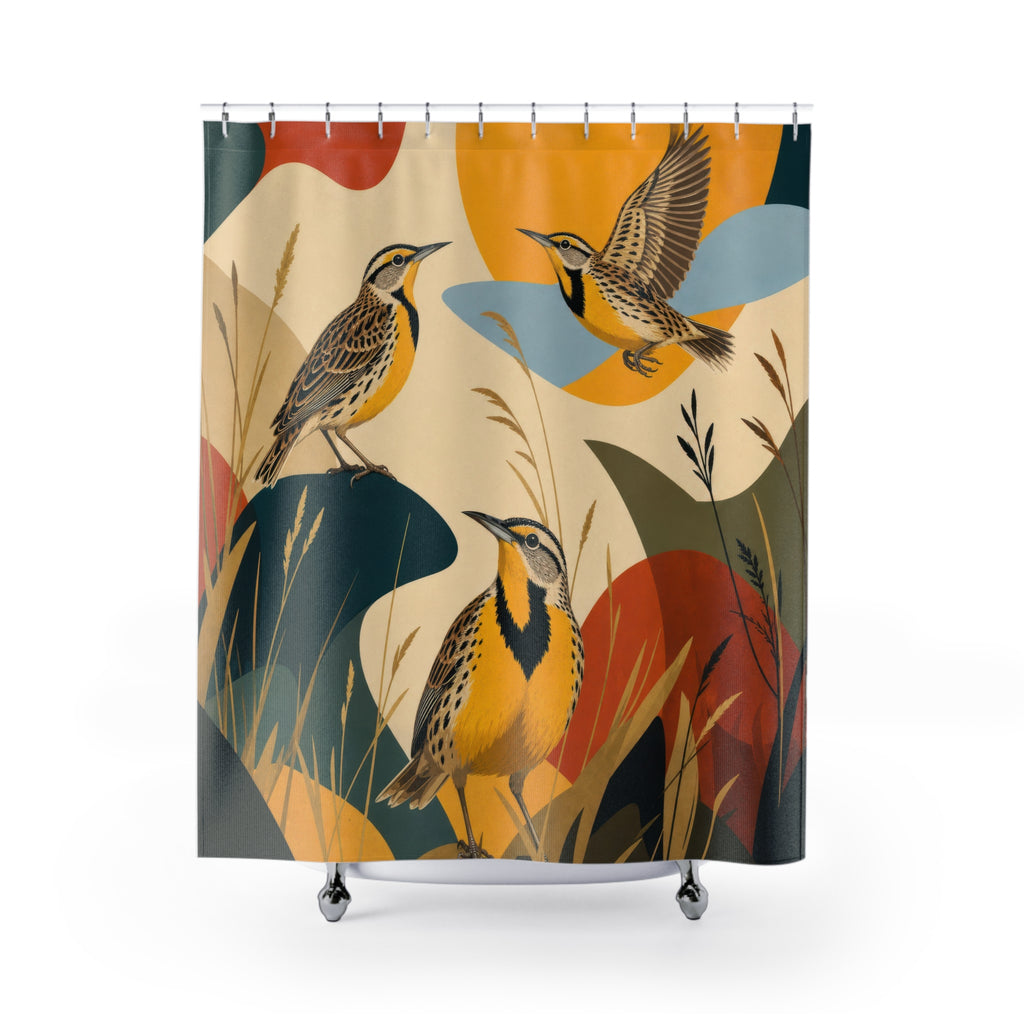 Meadowlark Modern Bird Trio Shower Curtain