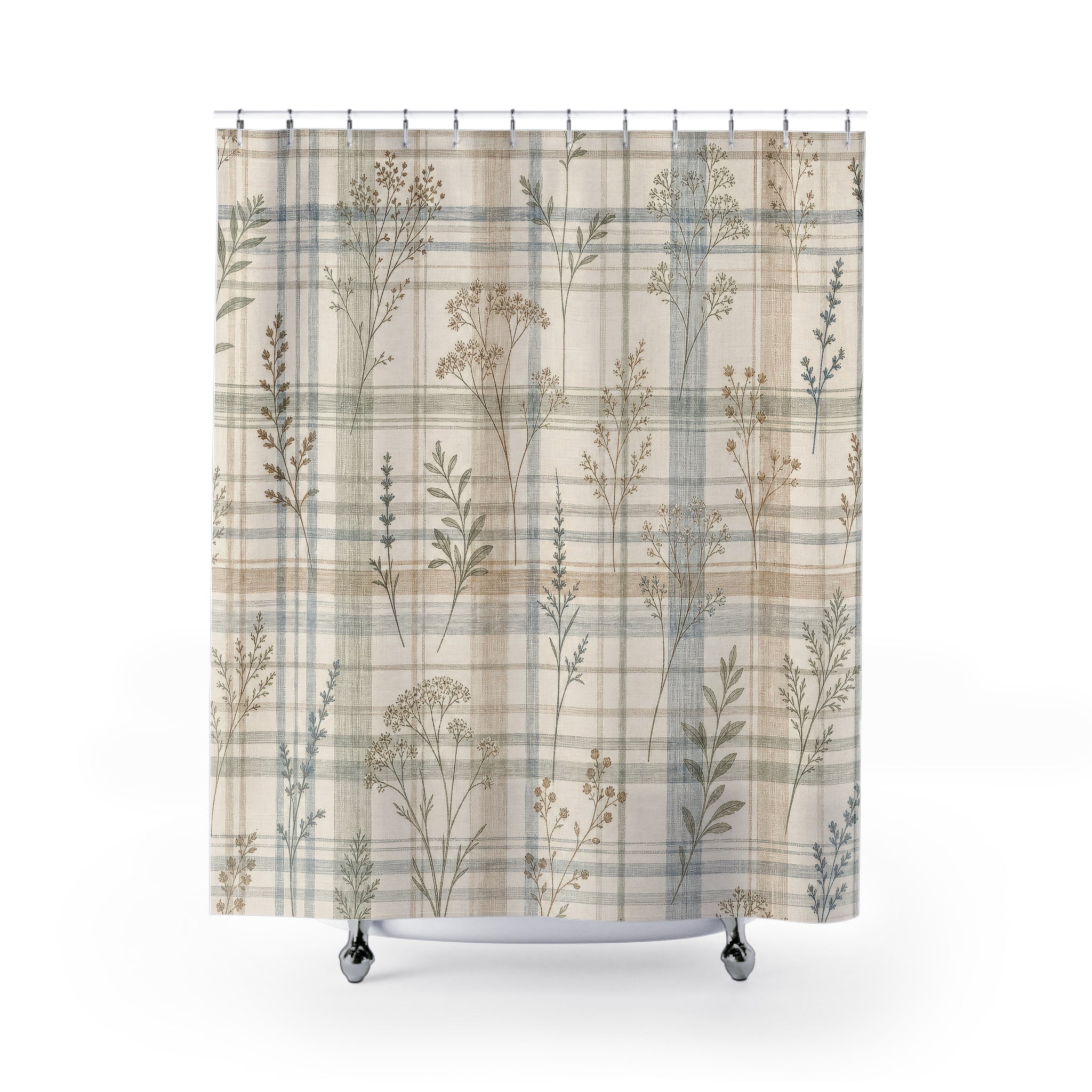 Soft Wildflower Botanical Shower Curtain