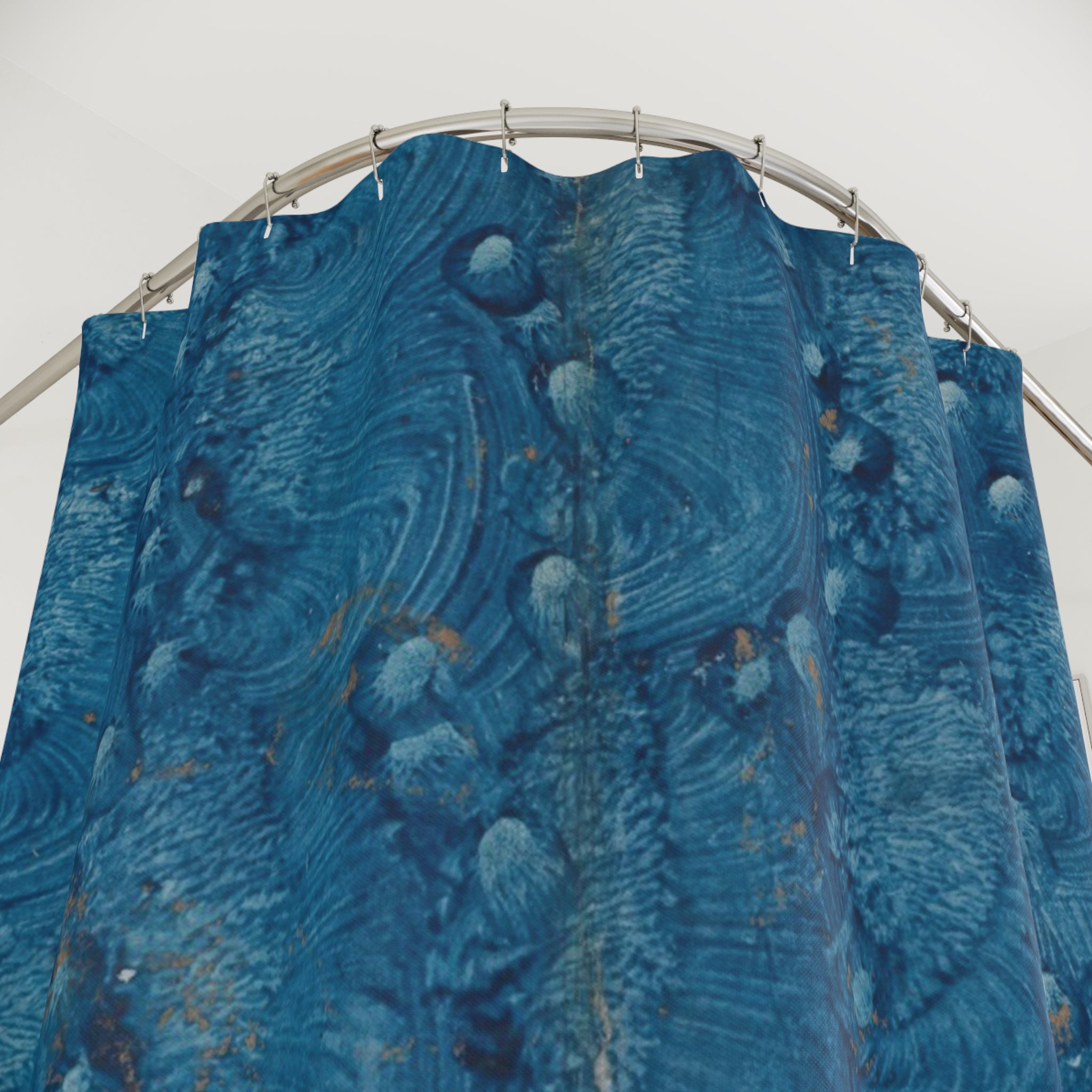 Dark Indigo Painterly Texture Shower Curtain