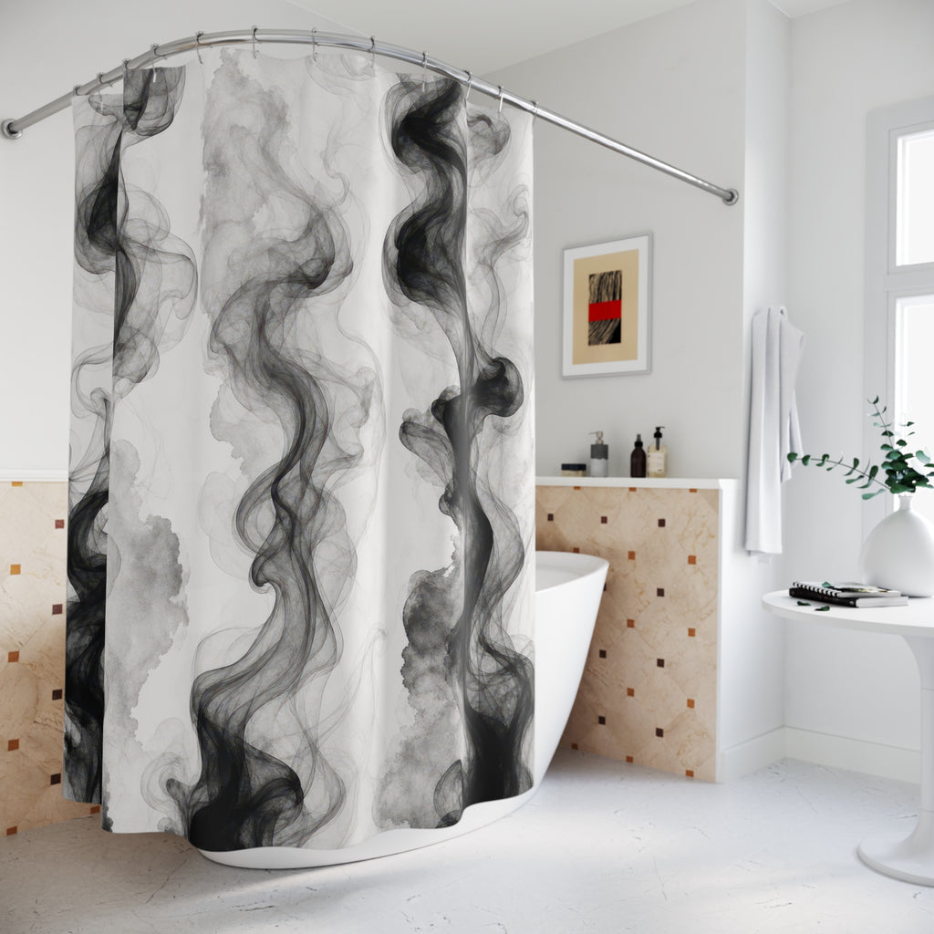 Black White Smoke Ink Shower Curtain