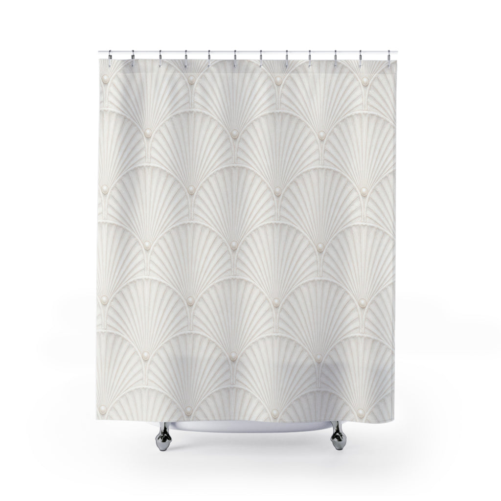 White Fluted Shell Shower Curtain