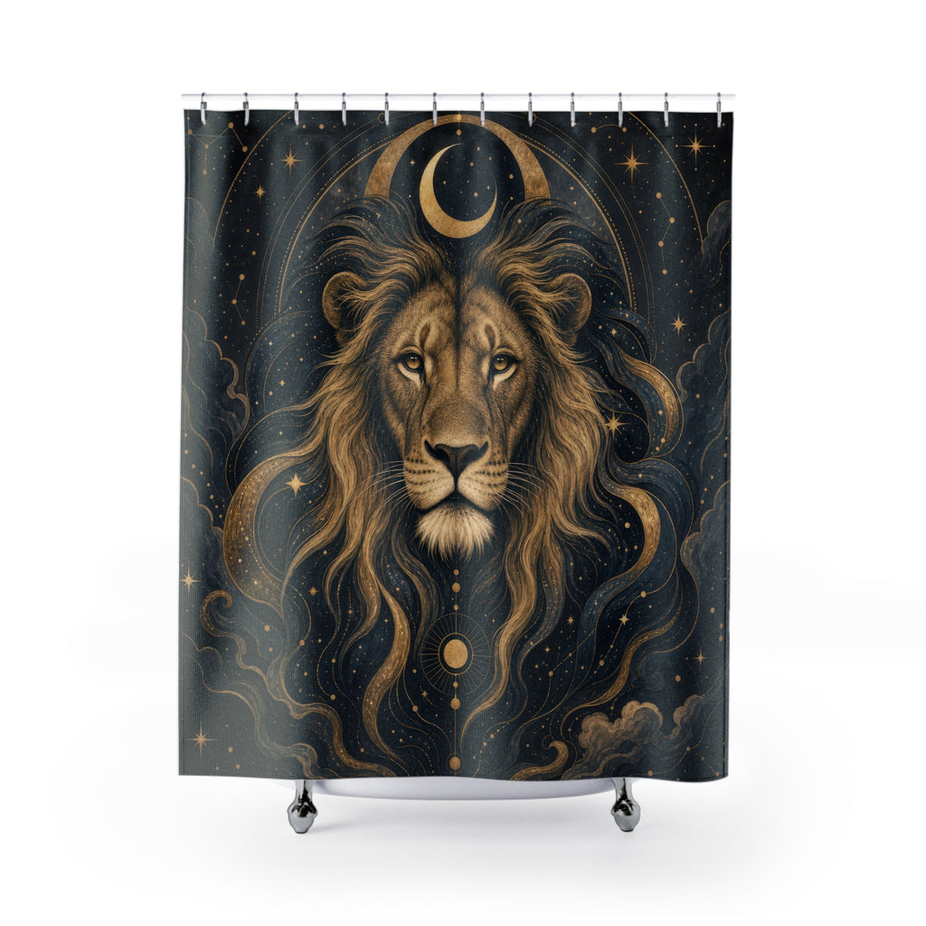Moon Stars Animal Portrait Shower Curtain