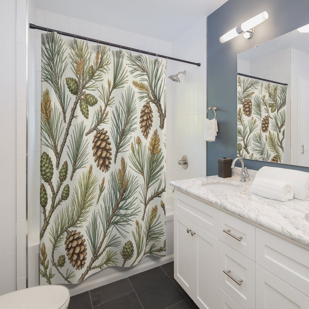 Evergreen Forest Botanical Shower Curtain