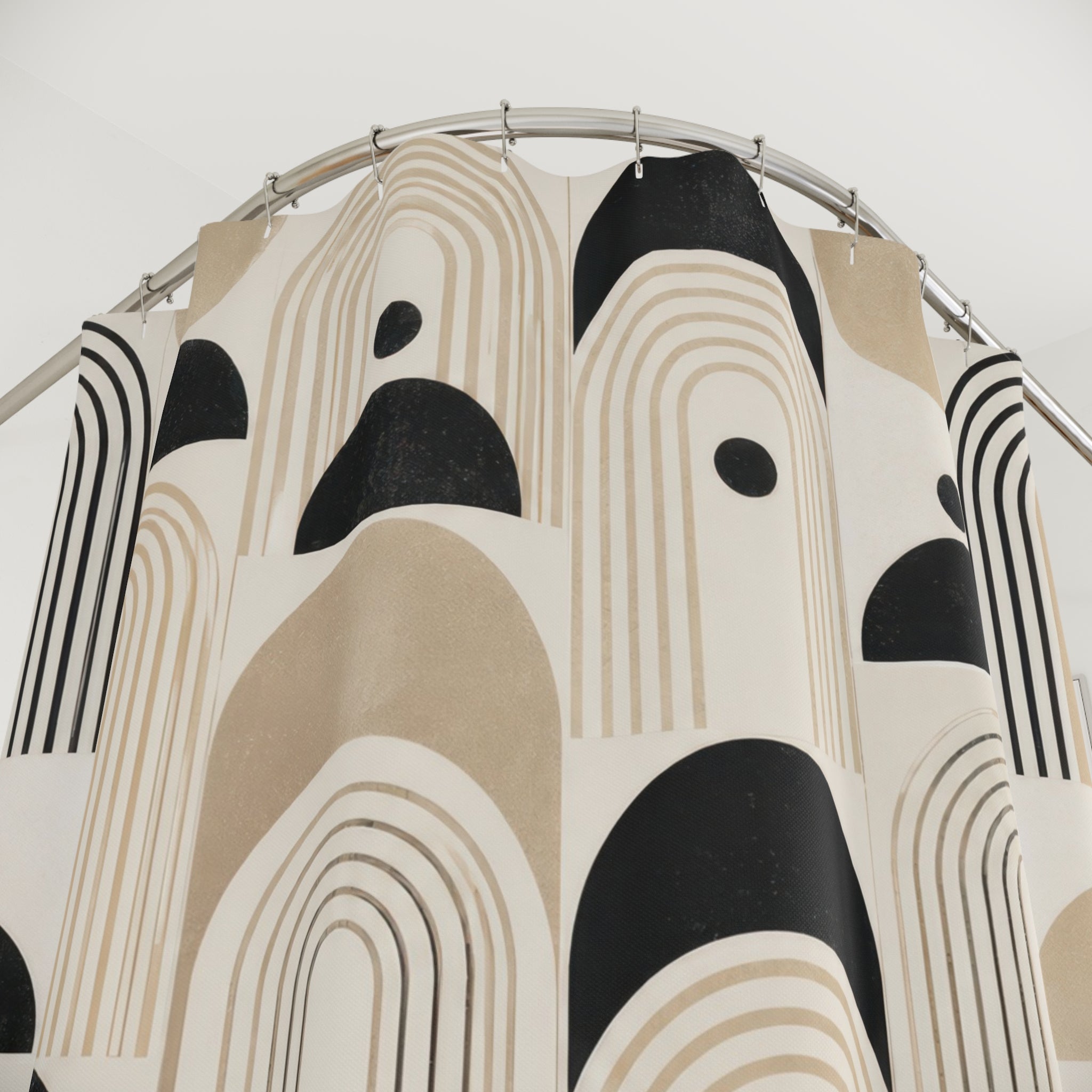 Black Beige Arch Geometry Shower Curtain