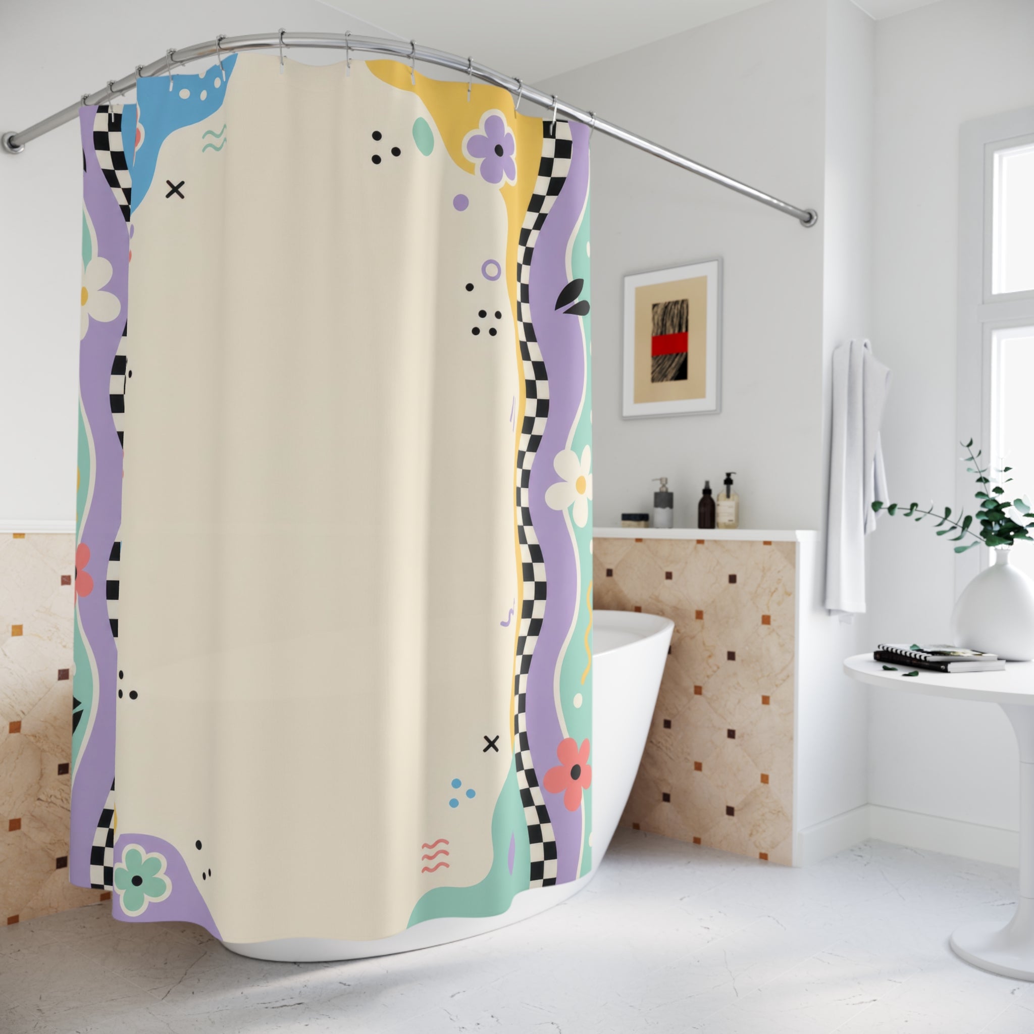 90s Border Shower Curtain