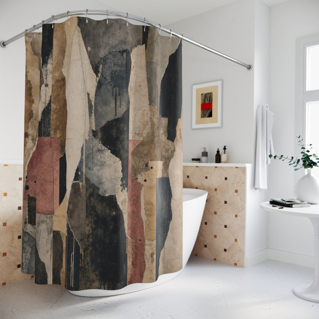 Grey Beige Architectural Blocks Shower Curtain