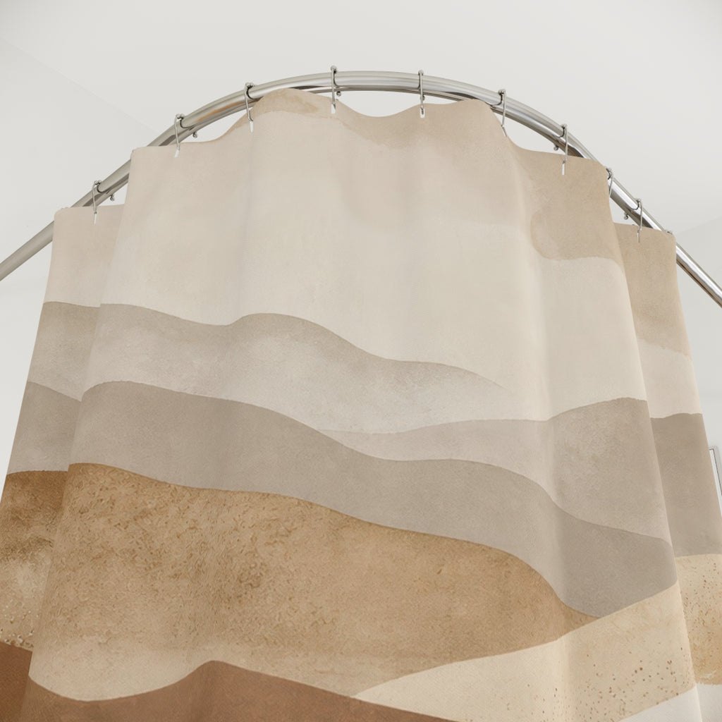Brown Beige Watercolor Hills Shower Curtain