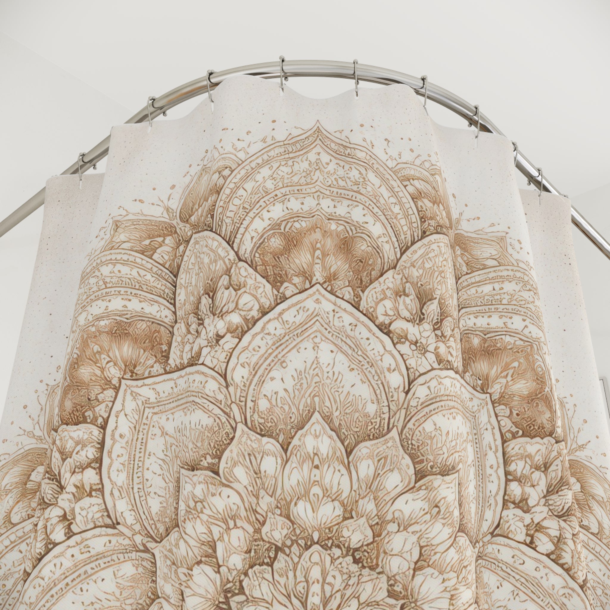 Boho Mandala Shower Curtain – Beige Ivory
