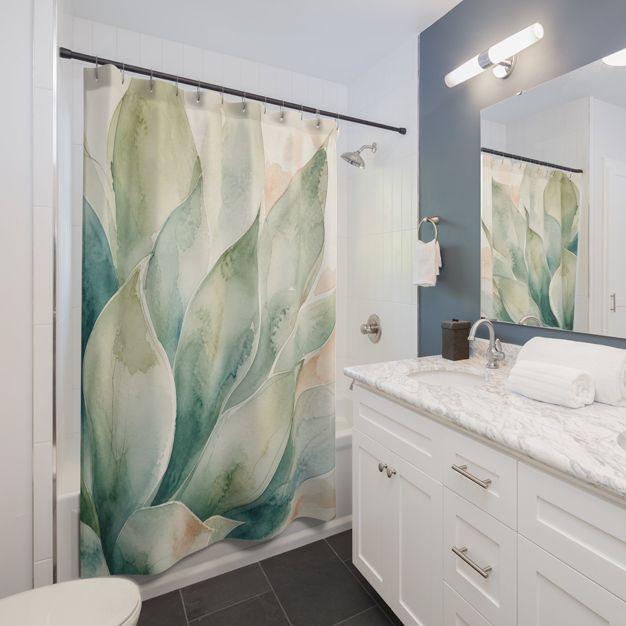 Watercolor Succulent Botanical Shower Curtain