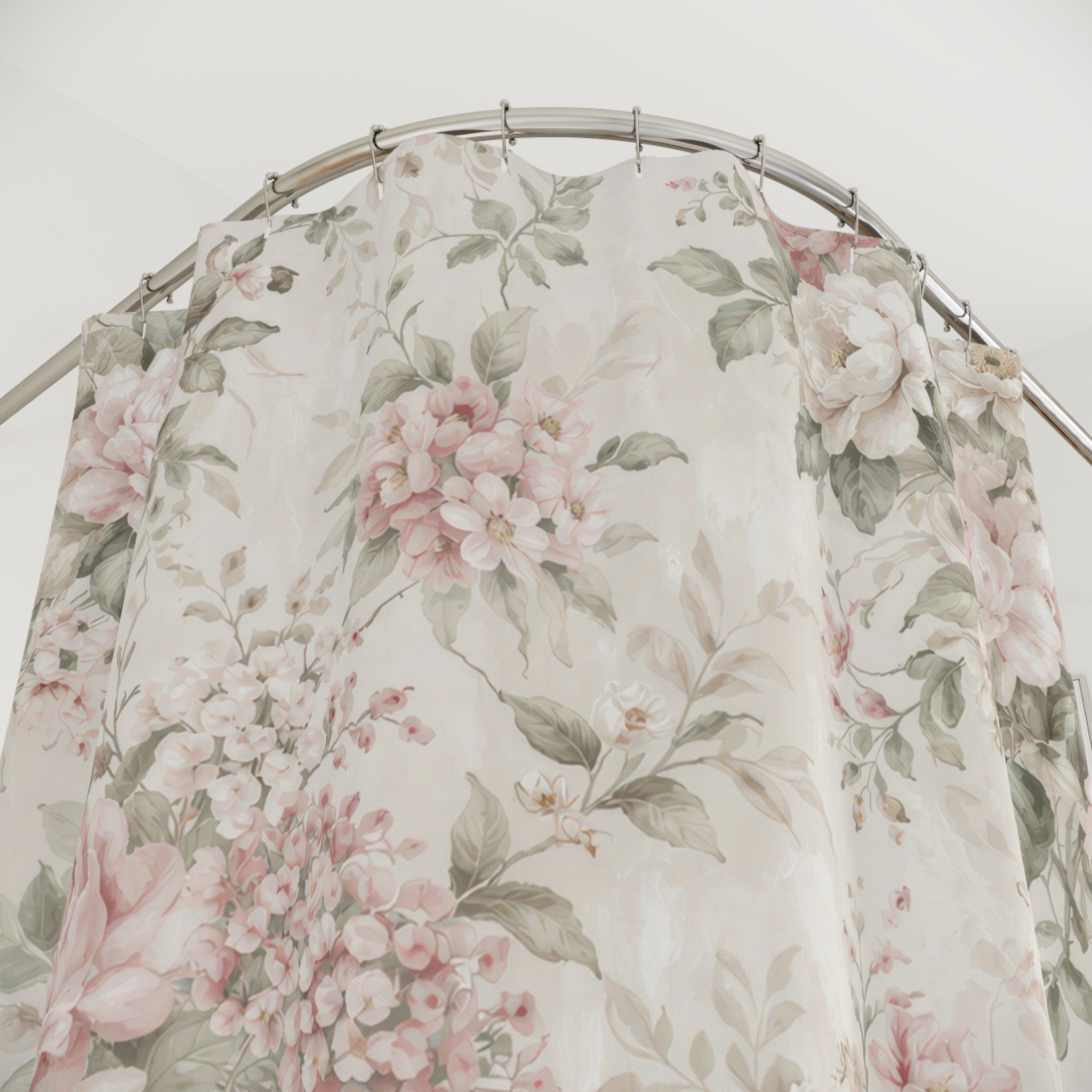 Shabby Chic Rose Shower Curtain – Blush Pink