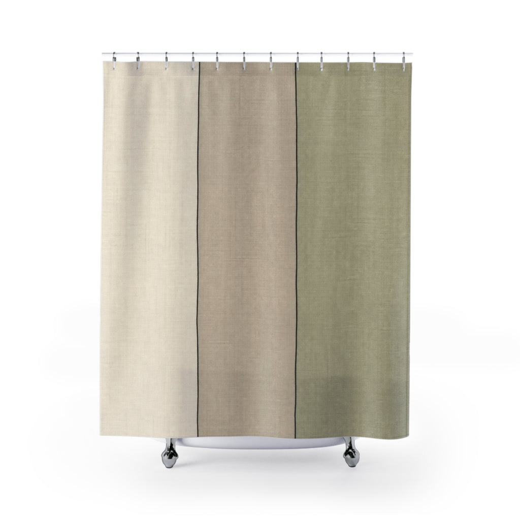 Sage Beige Wide Panel Stripe Shower Curtain