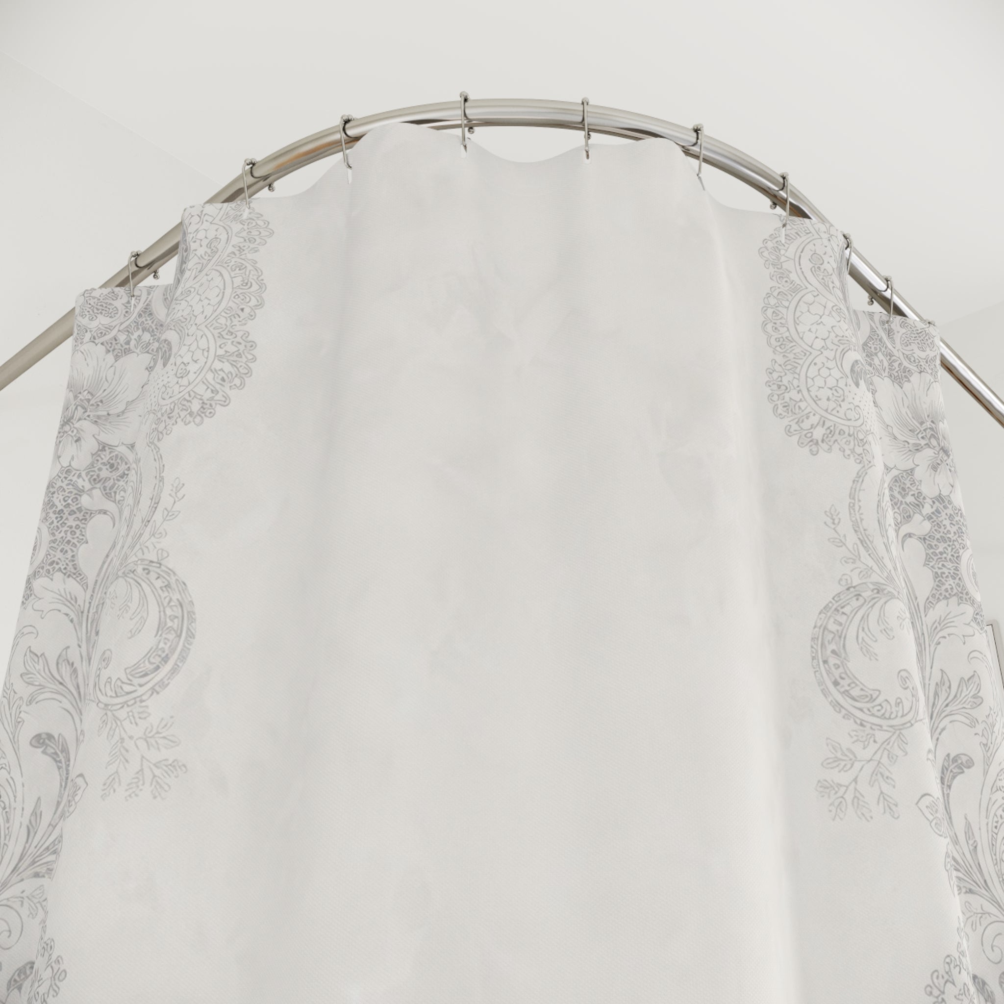 Grey White Damask Shower Curtain
