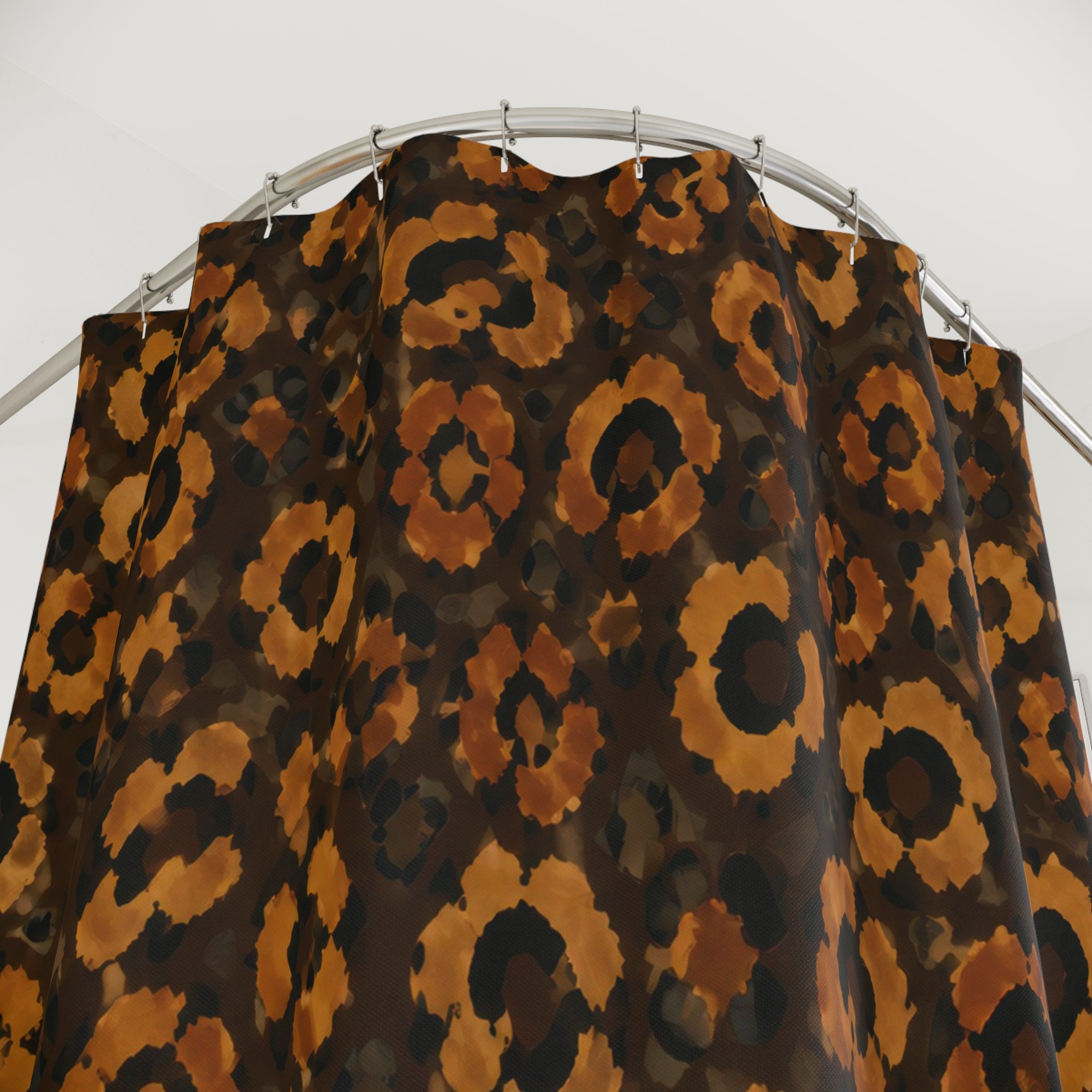 Midnight Gold Leopard Print Shower Curtain