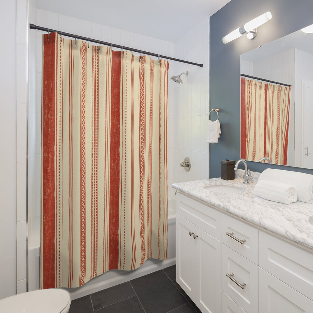 Red and White Striped Shower Curtain: Block Stripe
