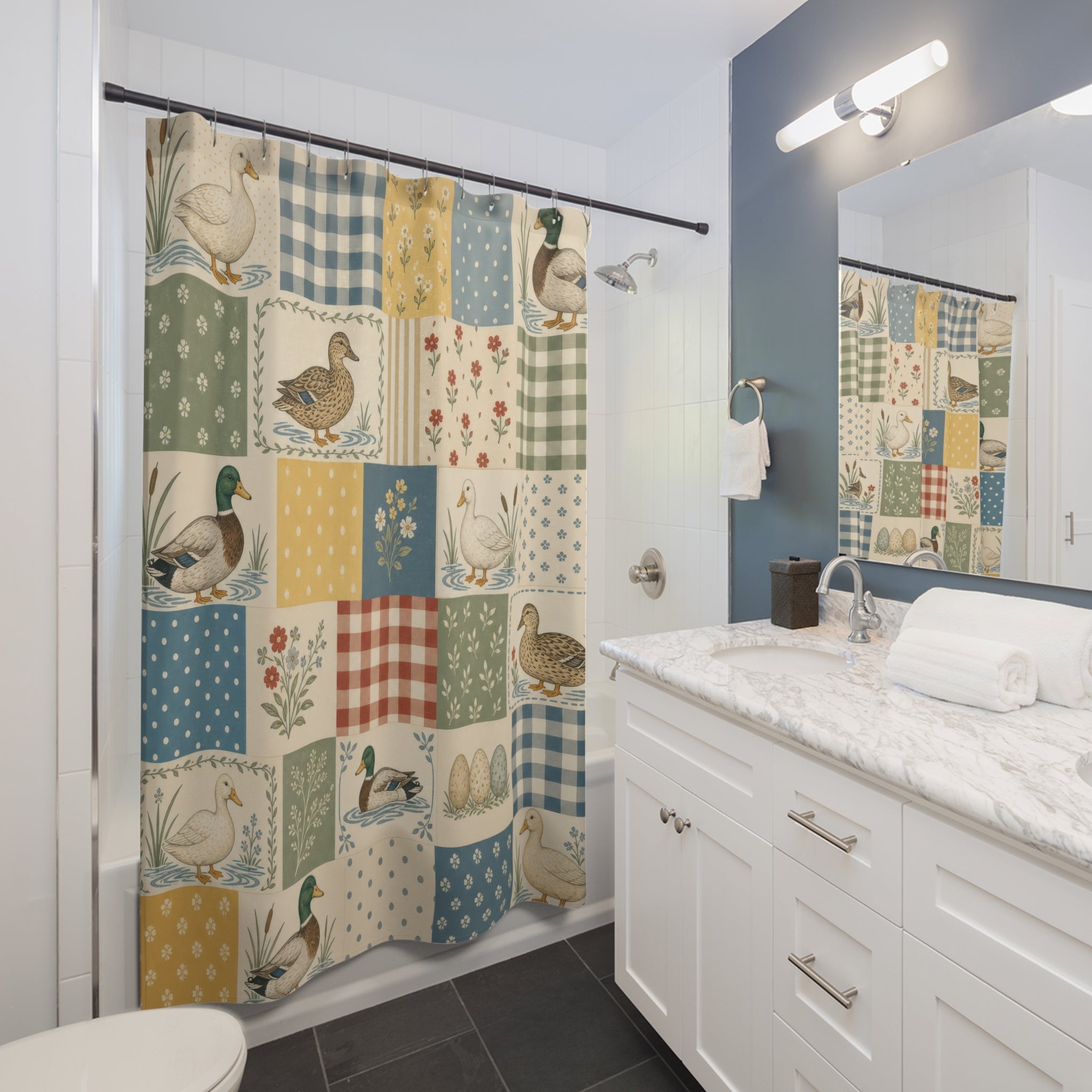 Mallard Patchwork Quilt Shower Curtain