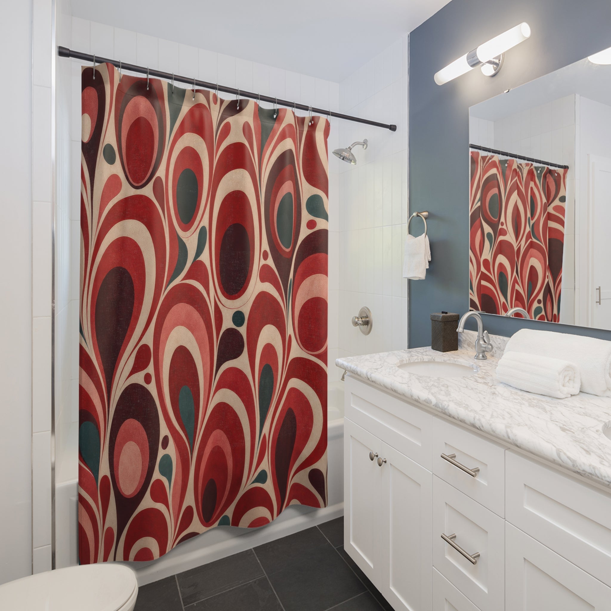 Red Paisley Shower Curtain